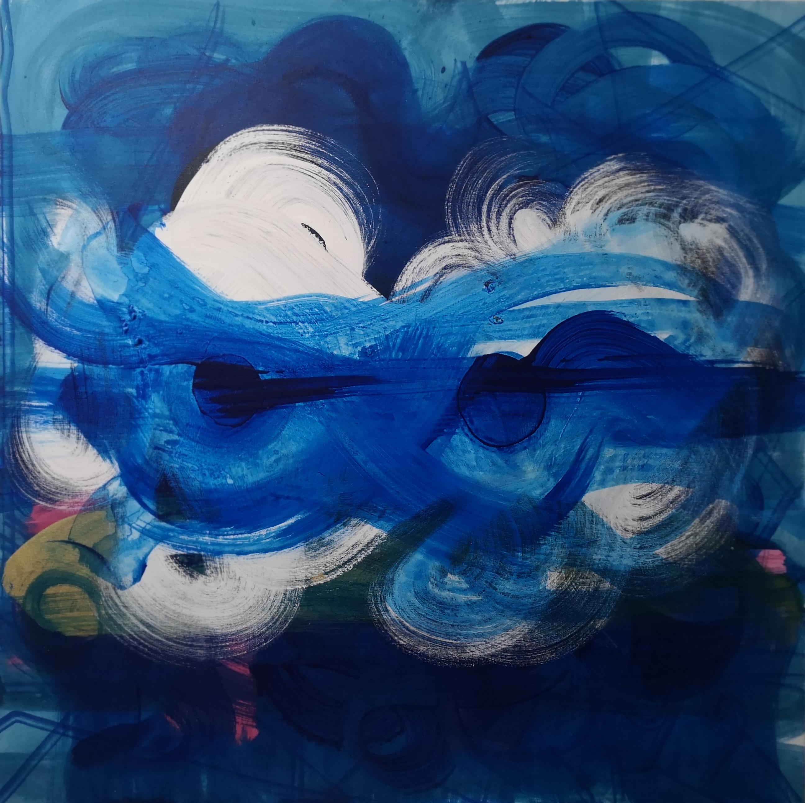 Udi Cassirer Abstract Painting - Blue Gesture II