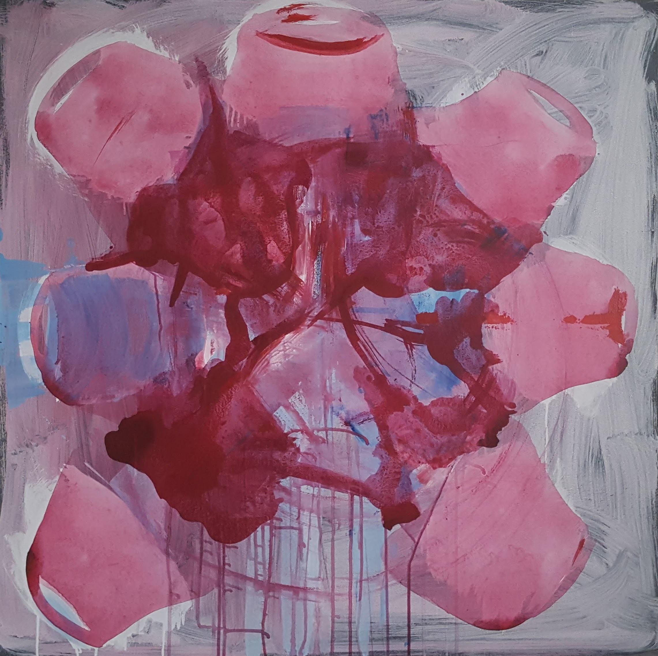 Udi Cassirer Abstract Painting - Bouquet - Abstract Acrylic Pink painting