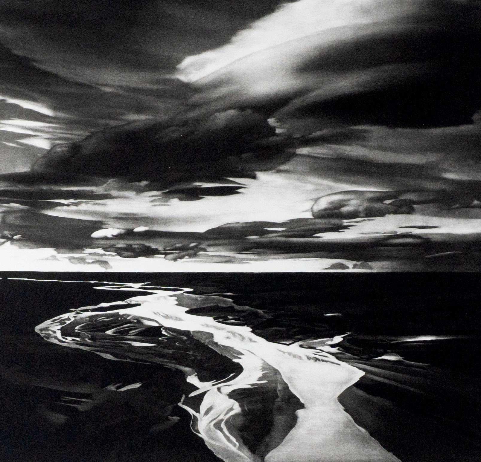 Delta (River Delta vor den Bergen in Vulkanlandschaft, Island) (Zeitgenössisch), Print, von Udo Claassen