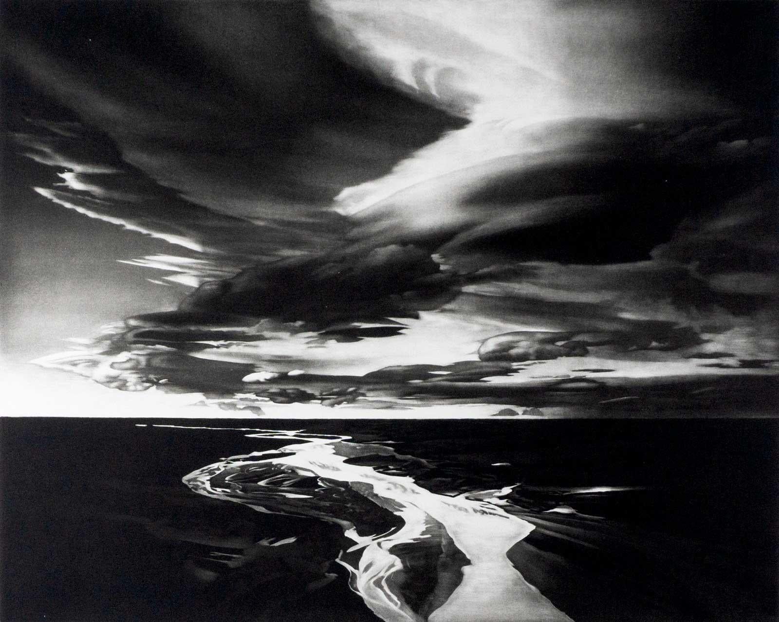 Udo Claassen Abstract Print - Delta (River delta in front of mountains in volcanic landscape, Iceland)
