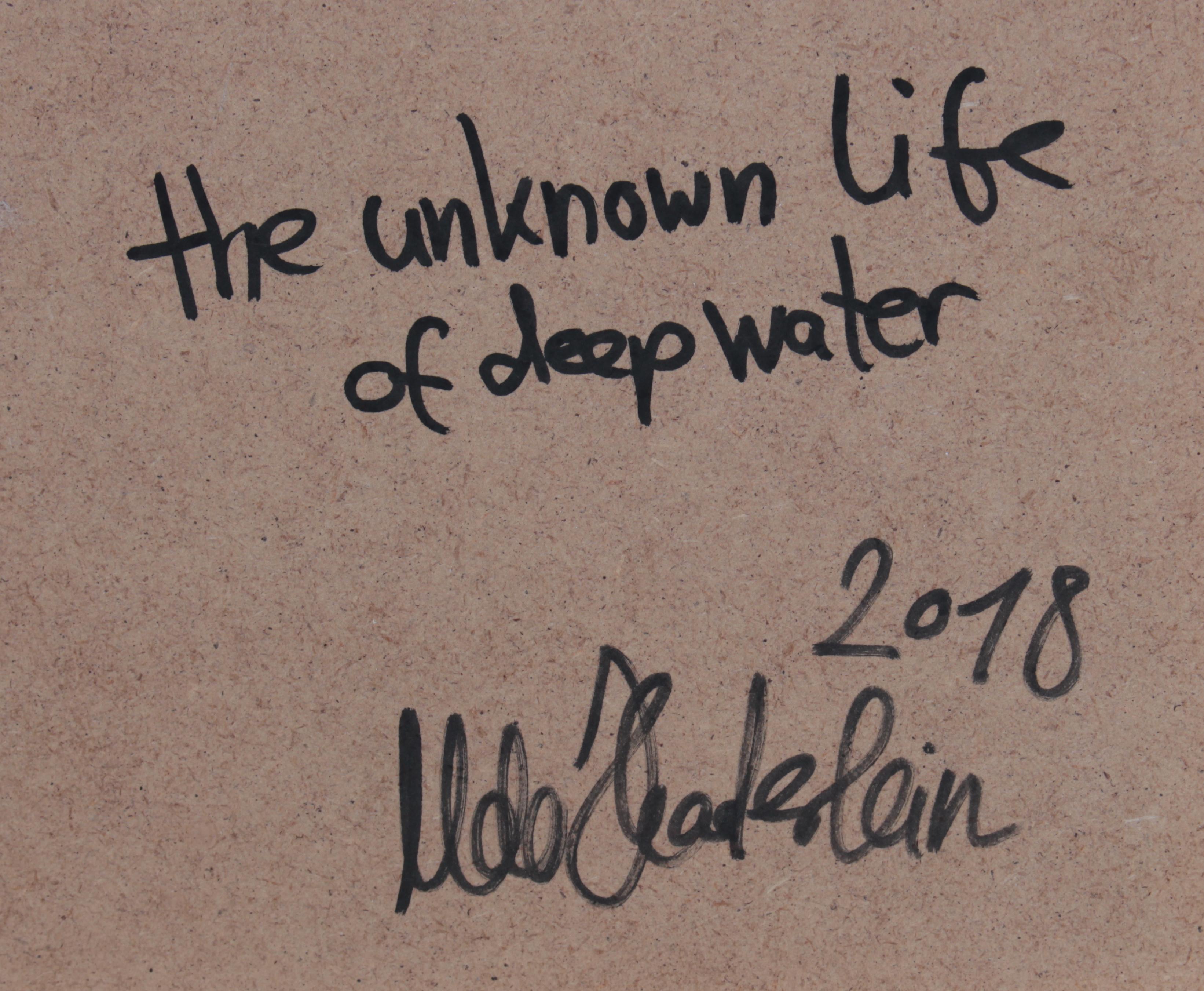 Acrylfarbe auf Holz „Das unbekannte Leben des tiefen Wassers“ von Udo Haderlein im Angebot 4