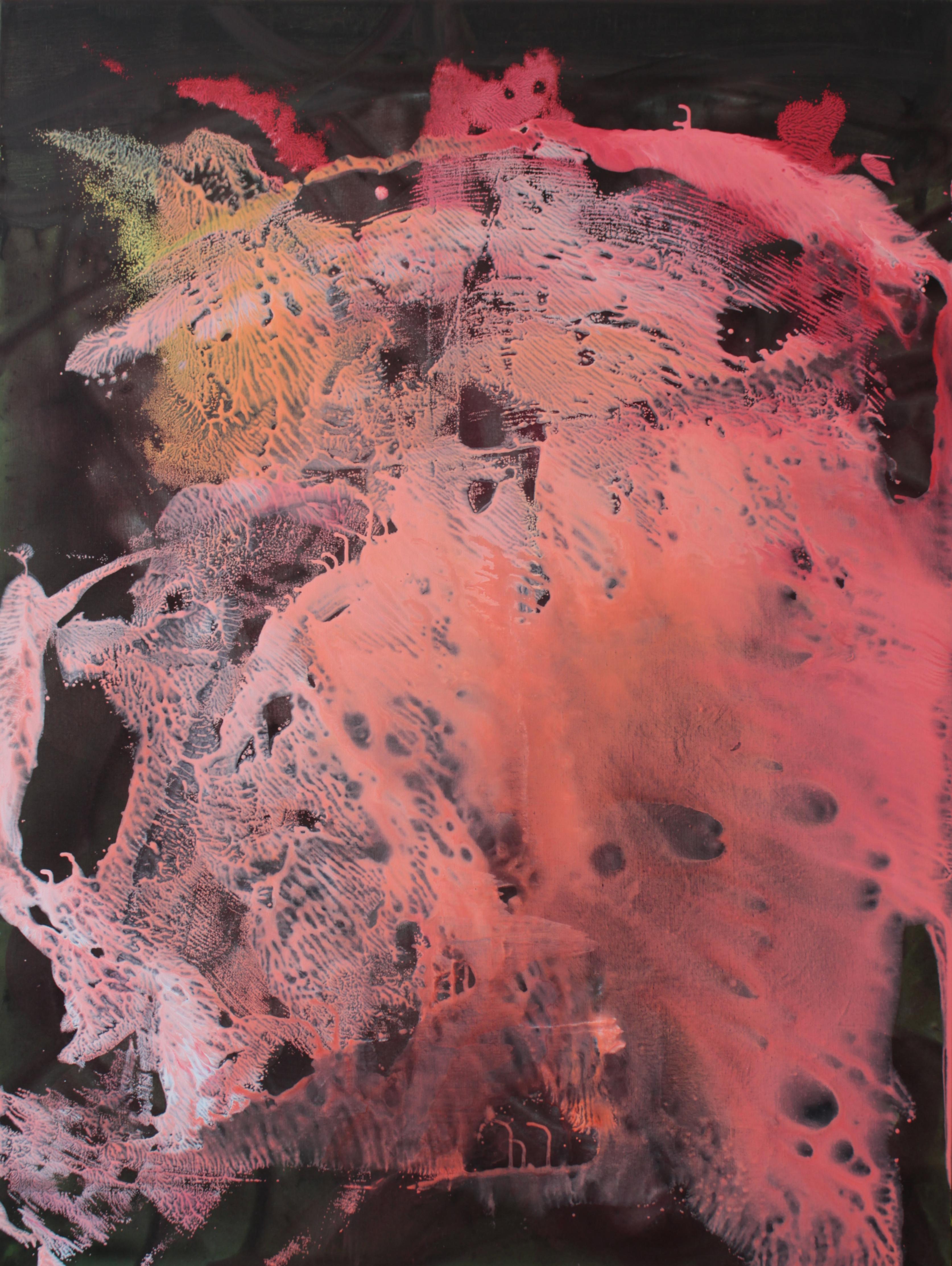 Acrylic Painting "Pinkish On Black", 2016 by Udo Haderlein