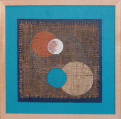 "Happy Planets IV" Acrylic Paint and Jute on Board 2015 by Udo Haderlein