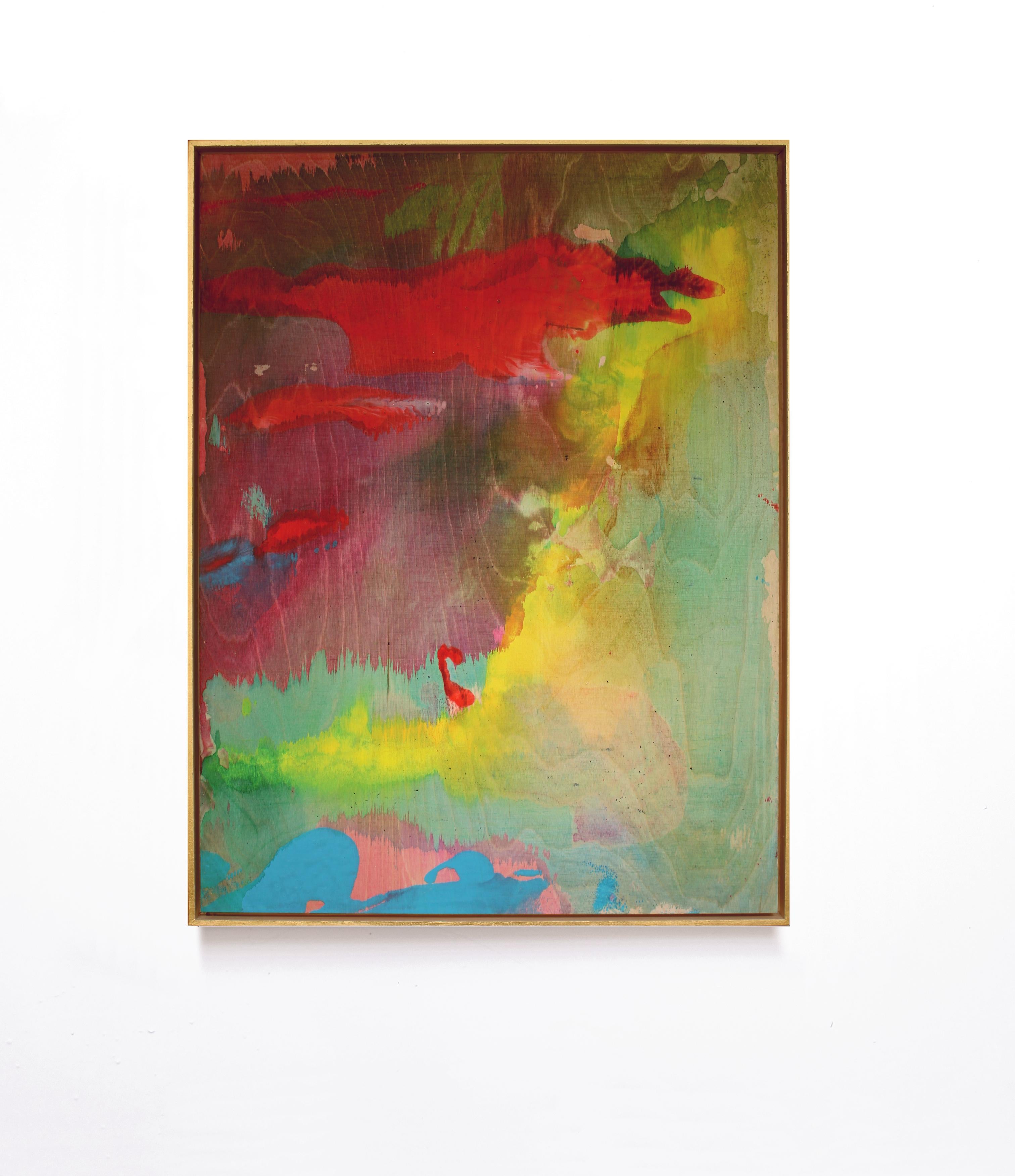 « Red Clouds in a Rainbow Sunrise », encre acrylique sur bois, 2018 par Udo Haderlein en vente 4