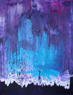 Encre acrylique et couleur sur toile « turquoise violet », 2019 par Udo Haderlein