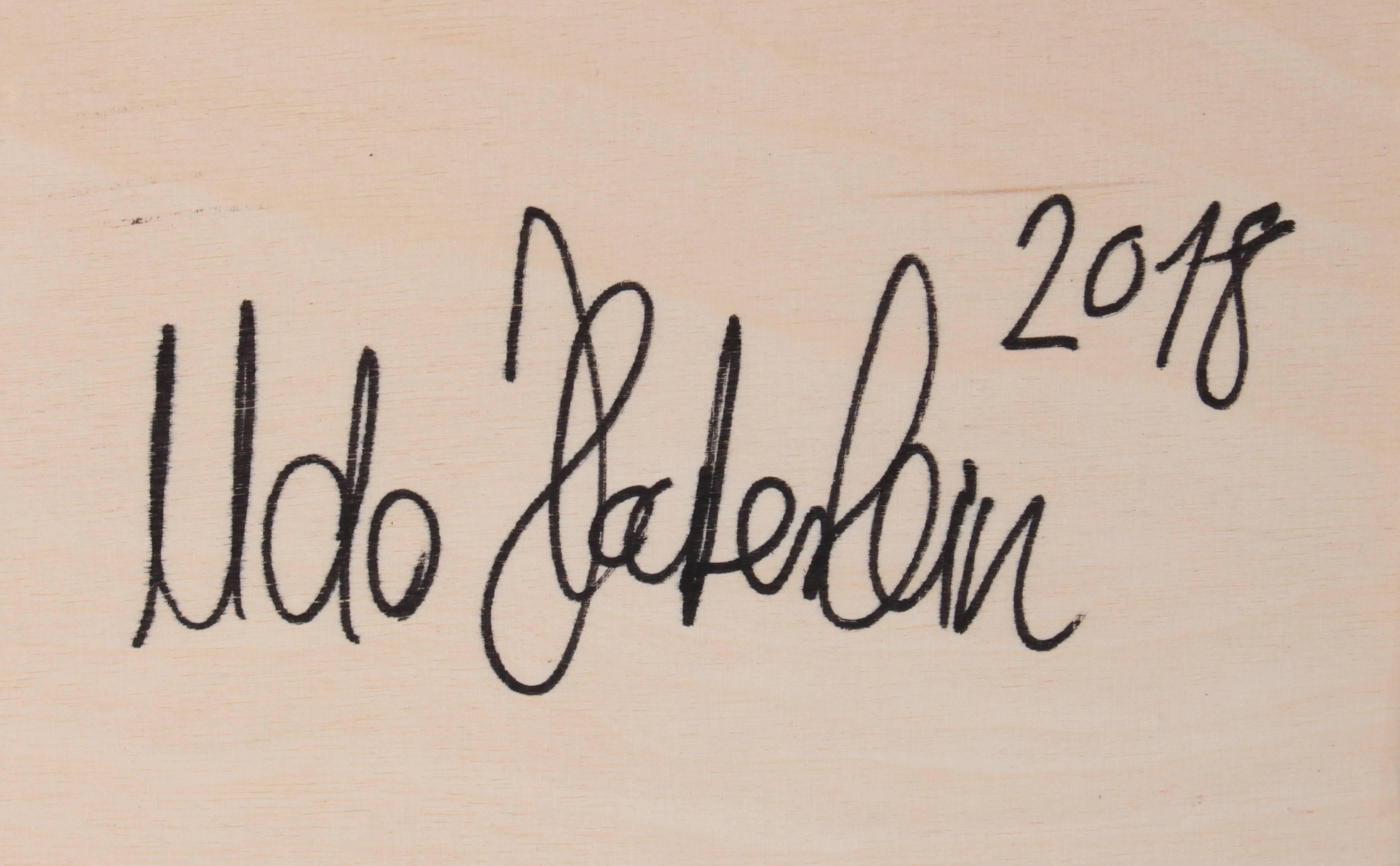 Udo Haderlein Inchiostro acrilico e argento su Wood, Senza titolo 2018 in vendita 3
