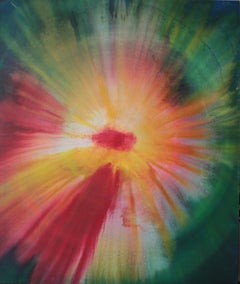 Udo Haderlein "Nascita cosmica di un fiore" Pittura acrilica e inchiostro su tela