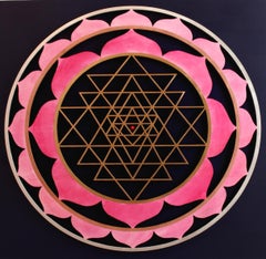"Sri Yantra" Acrylic Paint on Wood Panel by Udo Haderlein