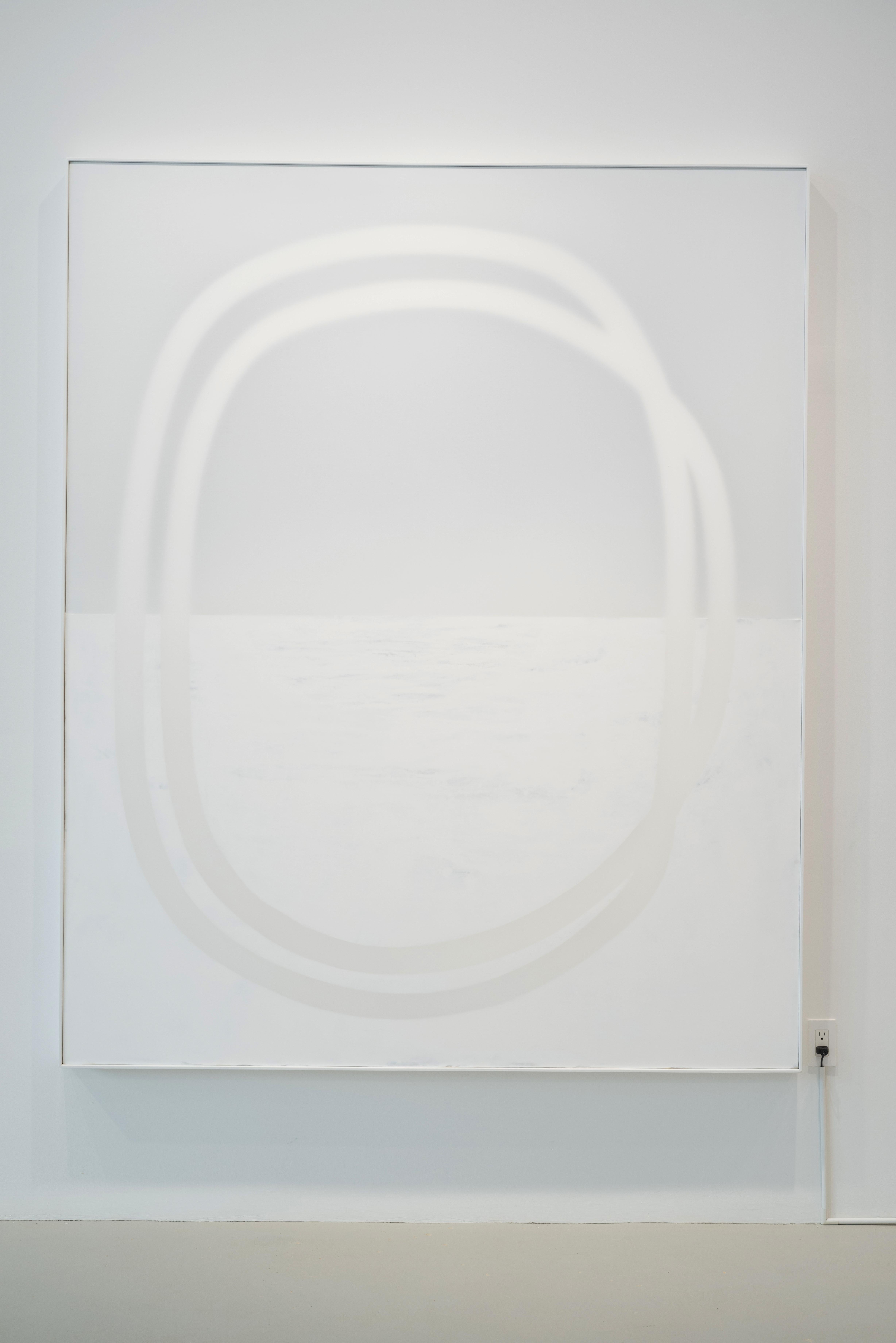 Peinture abstraite sur toile blanche sur blanc, grande, minimaliste - Painting de Udo Noger