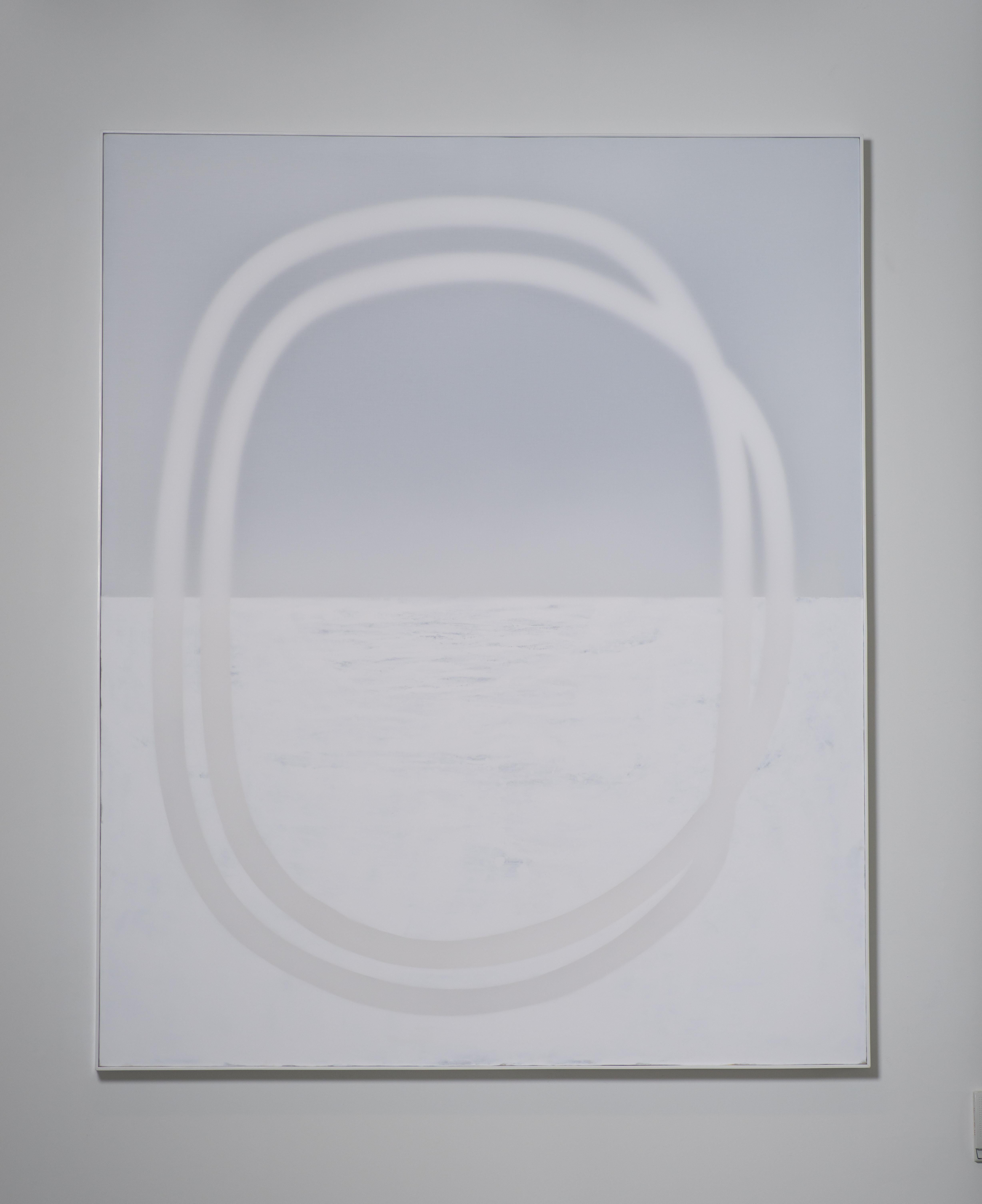 Peinture abstraite sur toile blanche sur blanc, grande, minimaliste - Contemporain Painting par Udo Noger