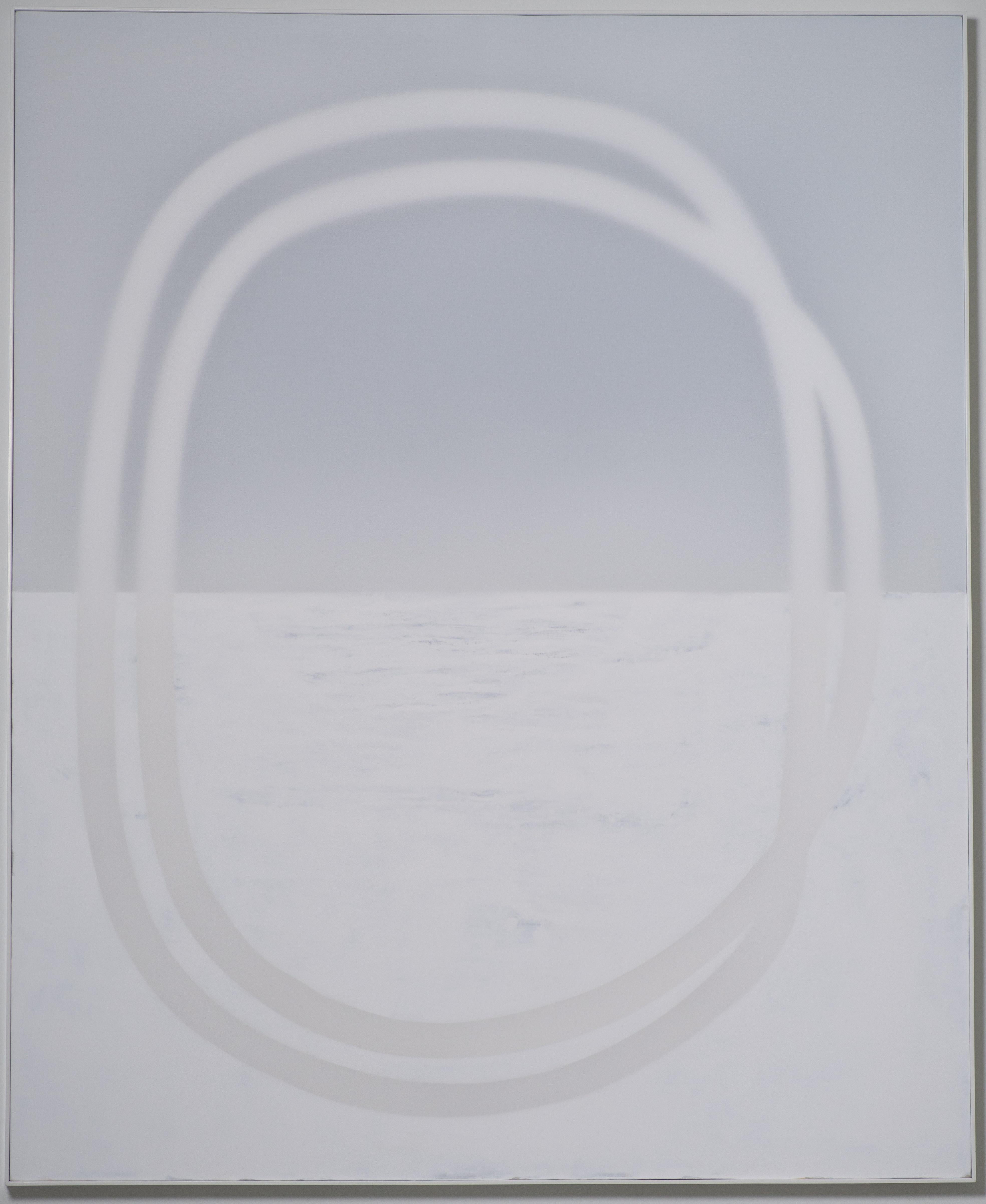 Abstract Painting Udo Noger - Peinture abstraite sur toile blanche sur blanc, grande, minimaliste