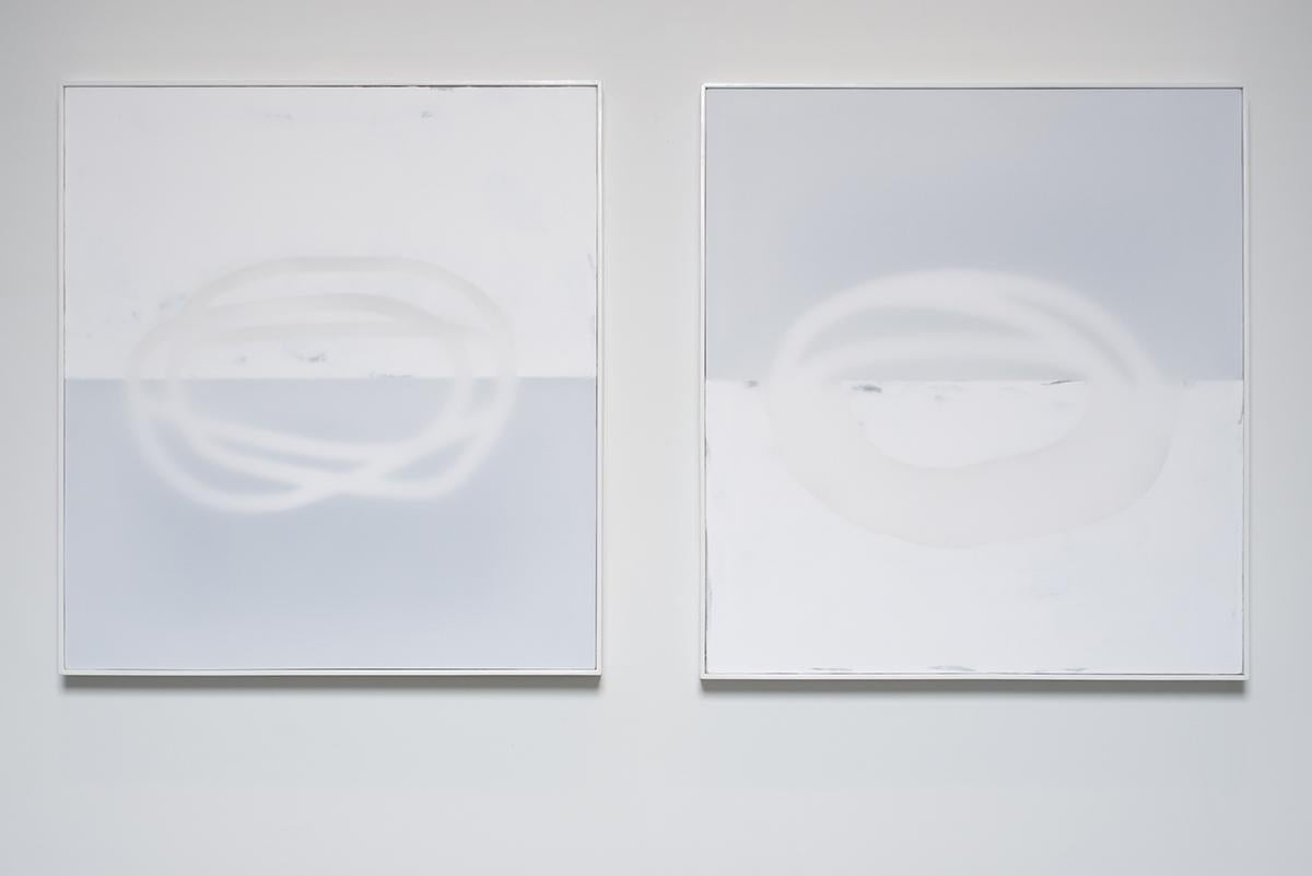 Peinture abstraite sur toile, blanc sur blanc, petite, minimaliste en vente 2
