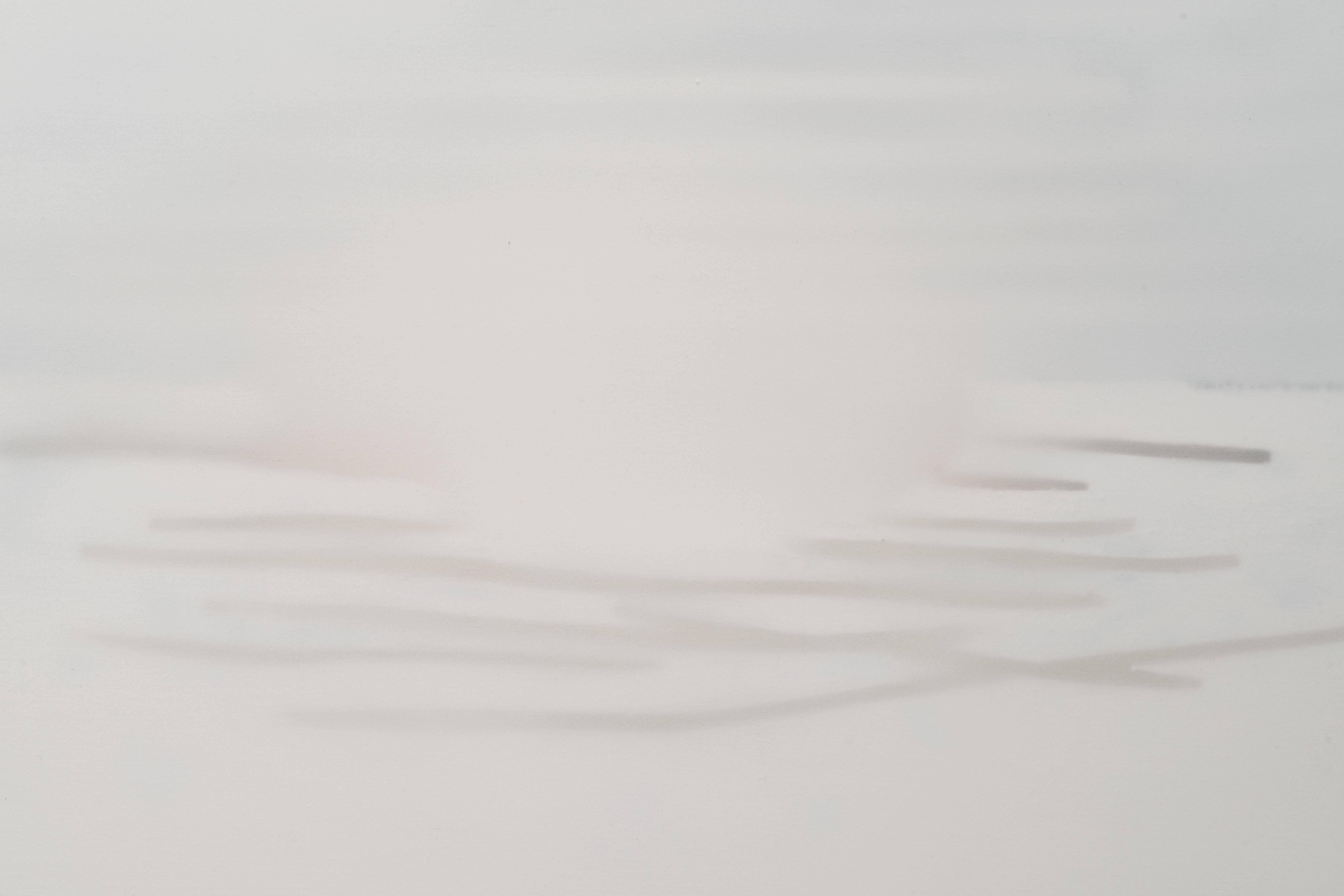 Bianco su bianco, piccolo, minimalista, dipinto astratto su tela in vendita 2