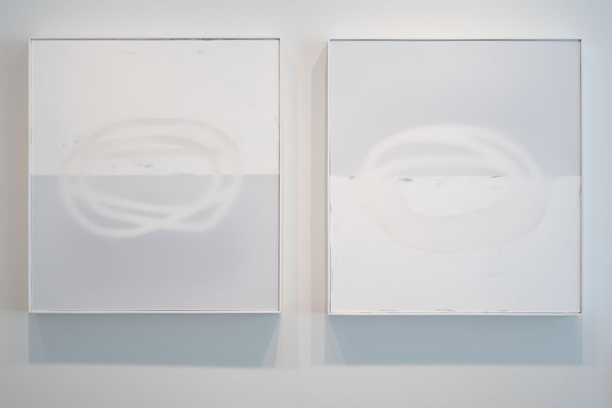 Peinture abstraite sur toile, blanc sur blanc, petite, minimaliste en vente 3
