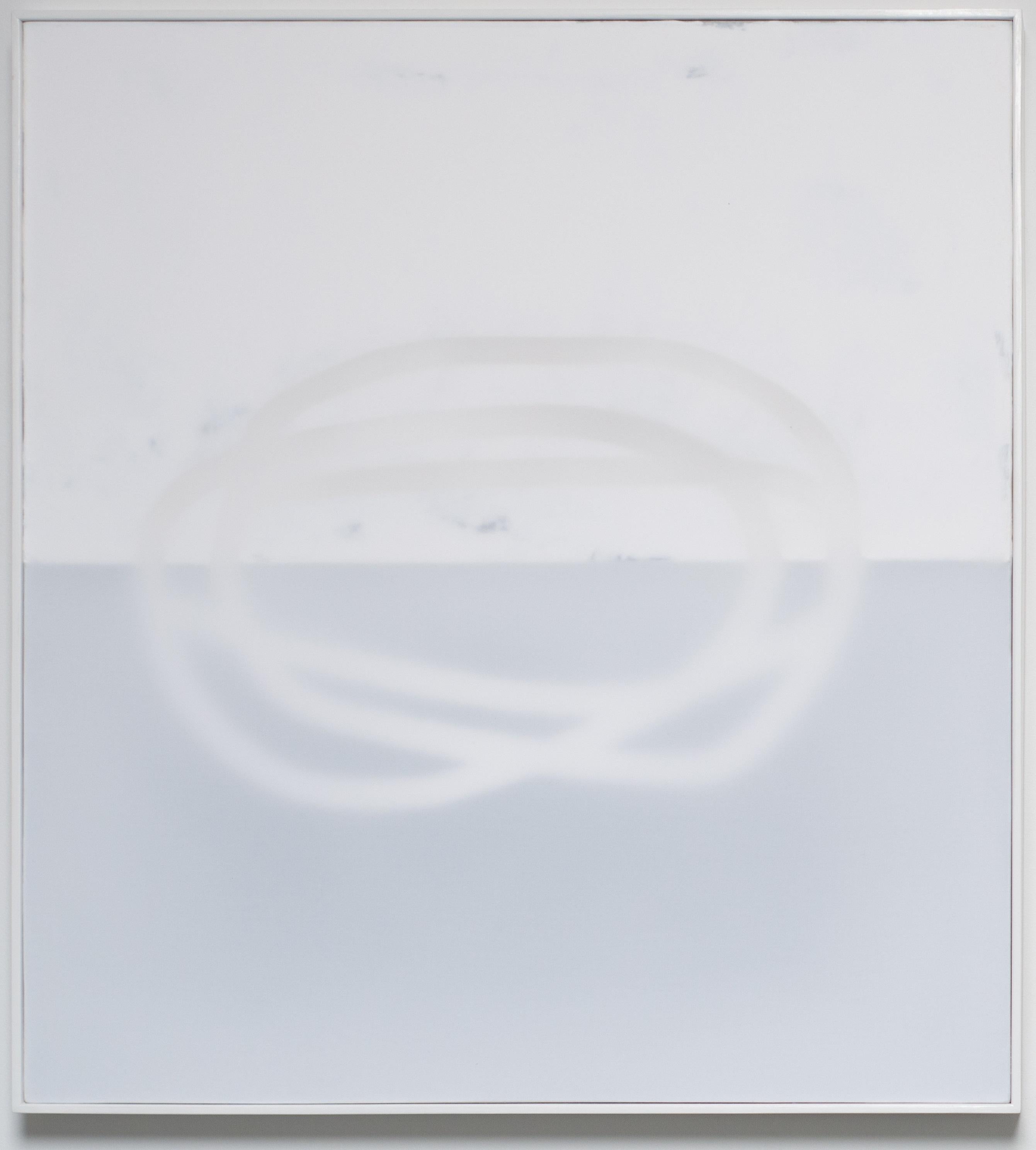 Peinture abstraite sur toile, blanc sur blanc, petite, minimaliste - Mixed Media Art de Udo Noger