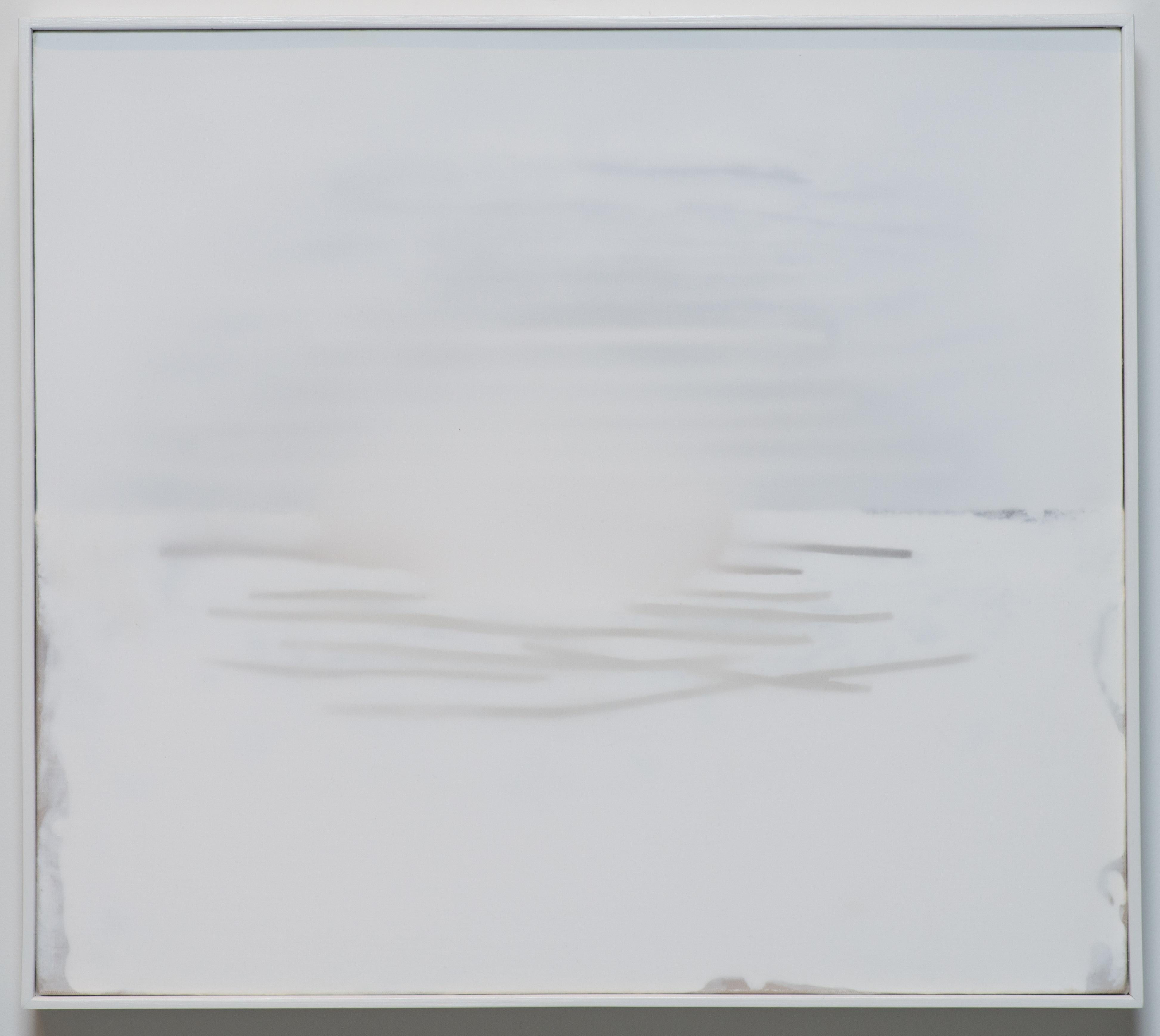 Peinture abstraite sur toile, blanc sur blanc, petite, minimaliste - Mixed Media Art de Udo Noger