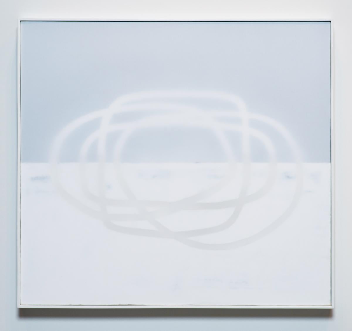 Abstract Painting Udo Noger - Peinture abstraite sur toile blanche sur blanc, petit modèle, minimaliste