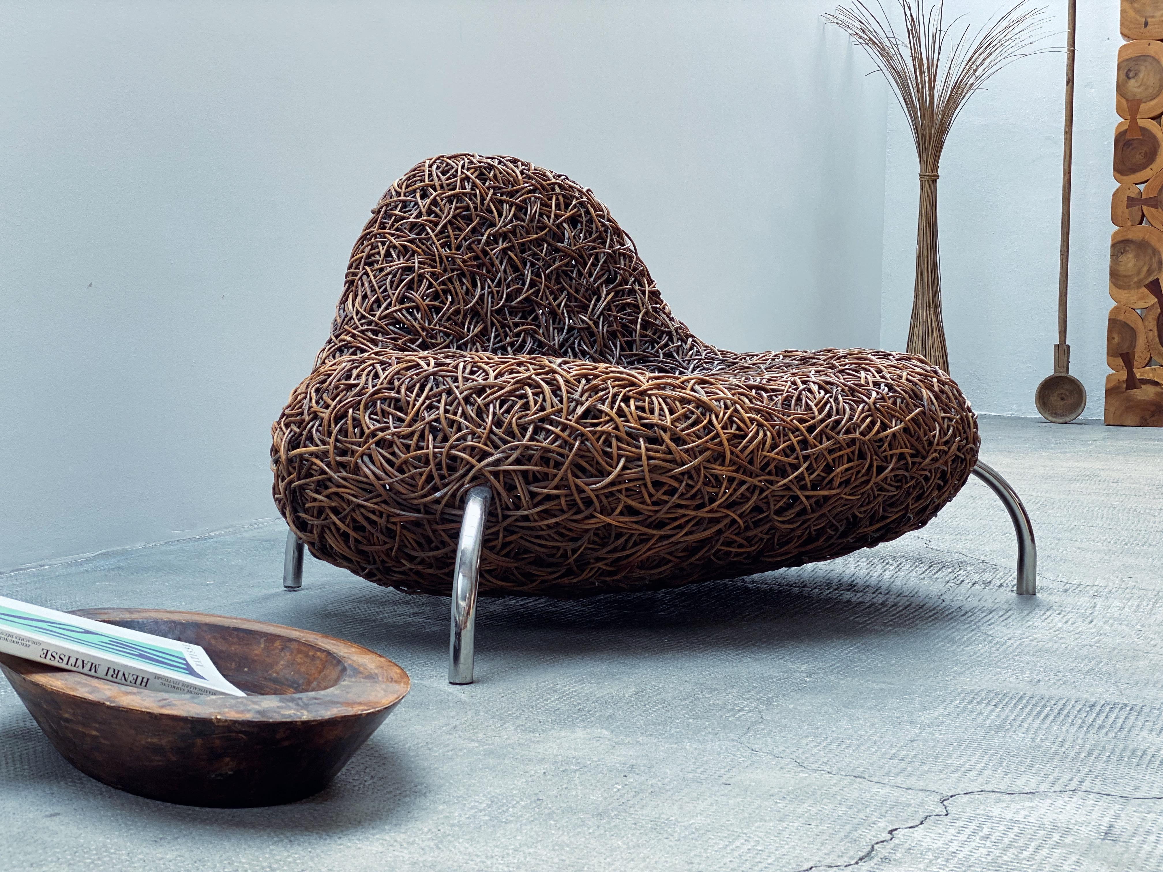 Udom Udomsrianan & Planet 2001 Rattansessel mit Nestlehne im Angebot 7