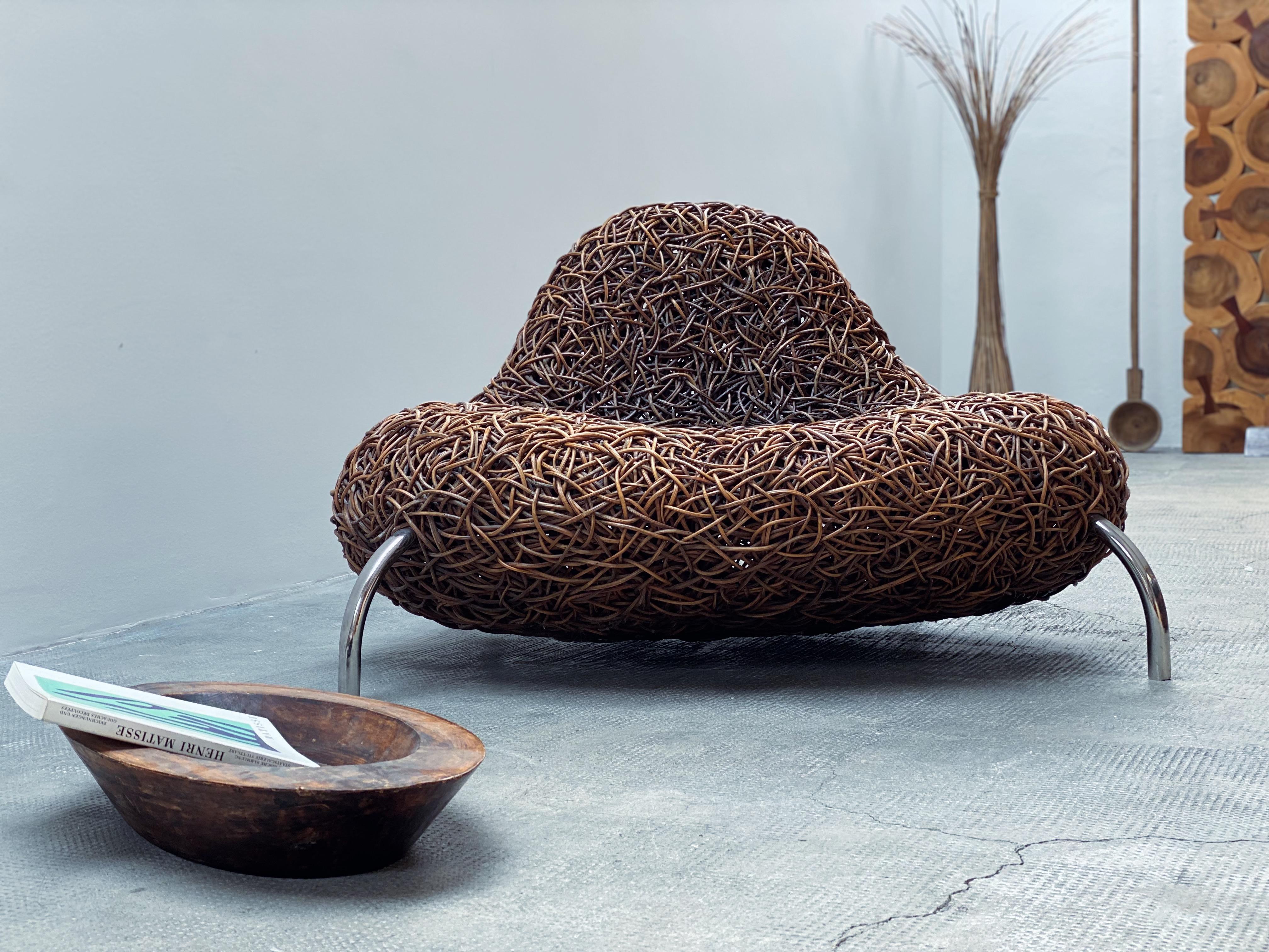 Udom Udomsrianan & Planet 2001 Rattansessel mit Nestlehne im Angebot 8