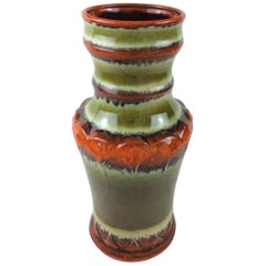 Midcentury Multicolored Vase, West Germany Uebelacker Keramik Studio Pottery