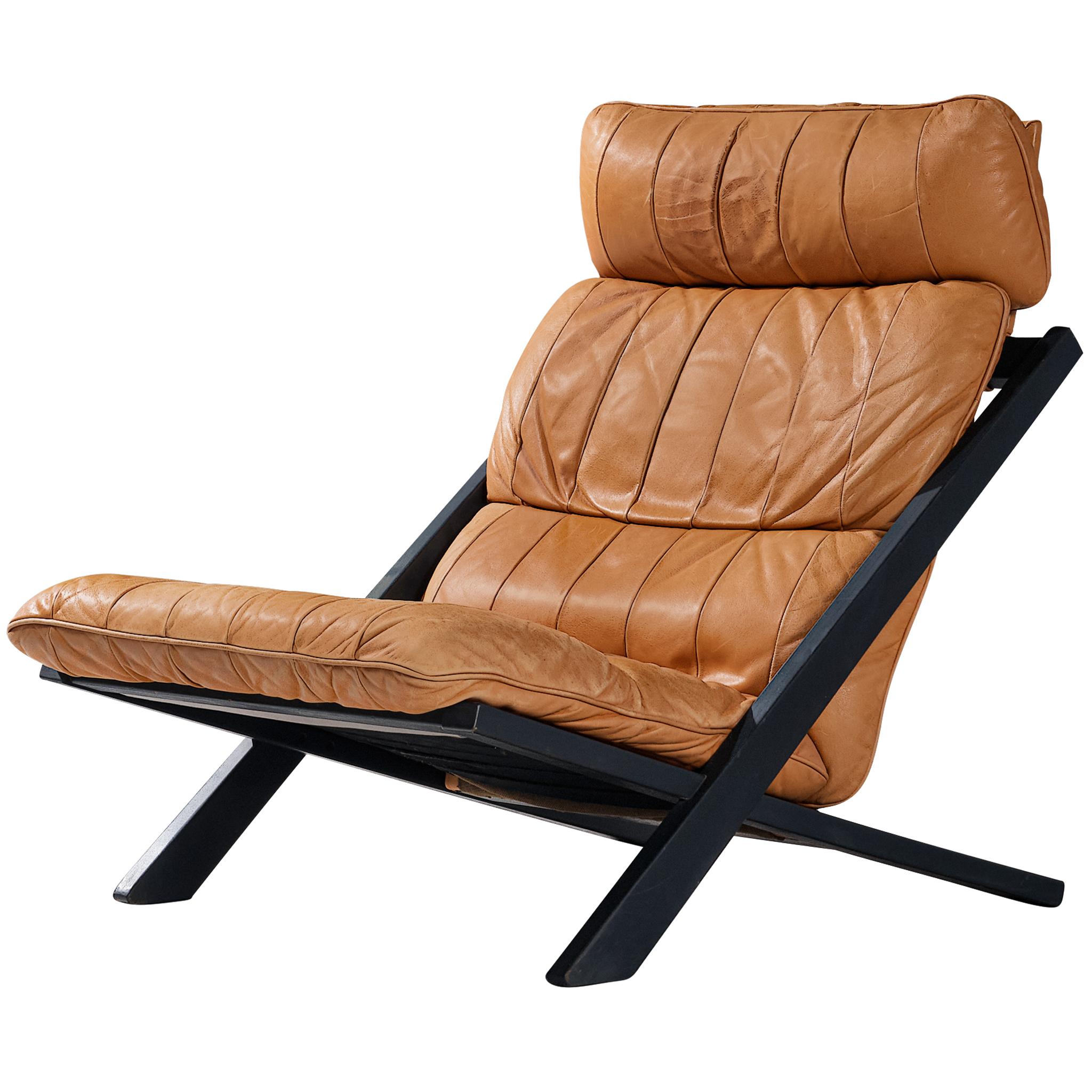 Ueli Berger pour De Sede Chaise longue 
DS-80
 en cuir cognac