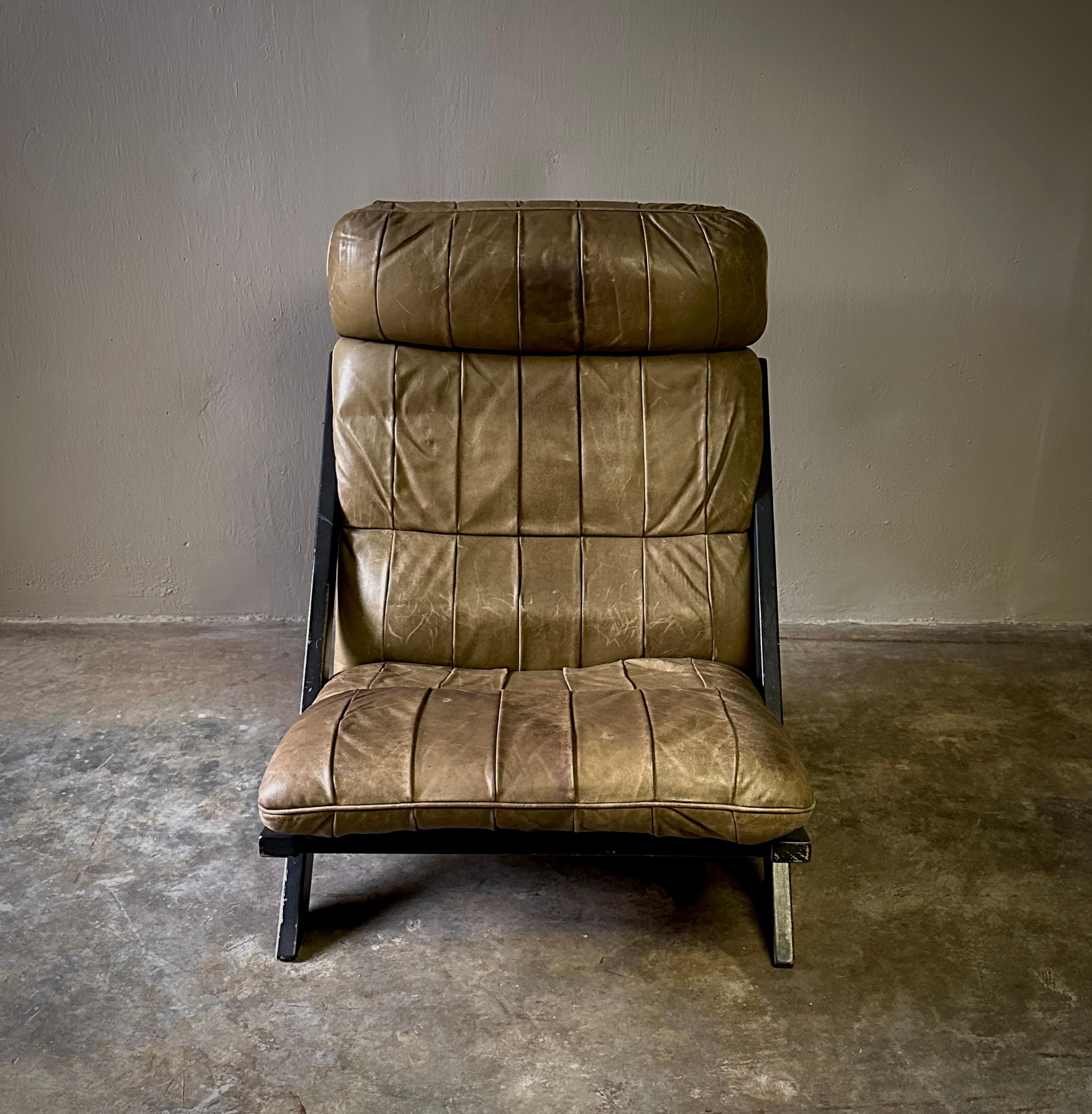 Late 20th Century Ueli Berger for De Sede Leather Upholstered Lounge Chair #DS-80 For Sale