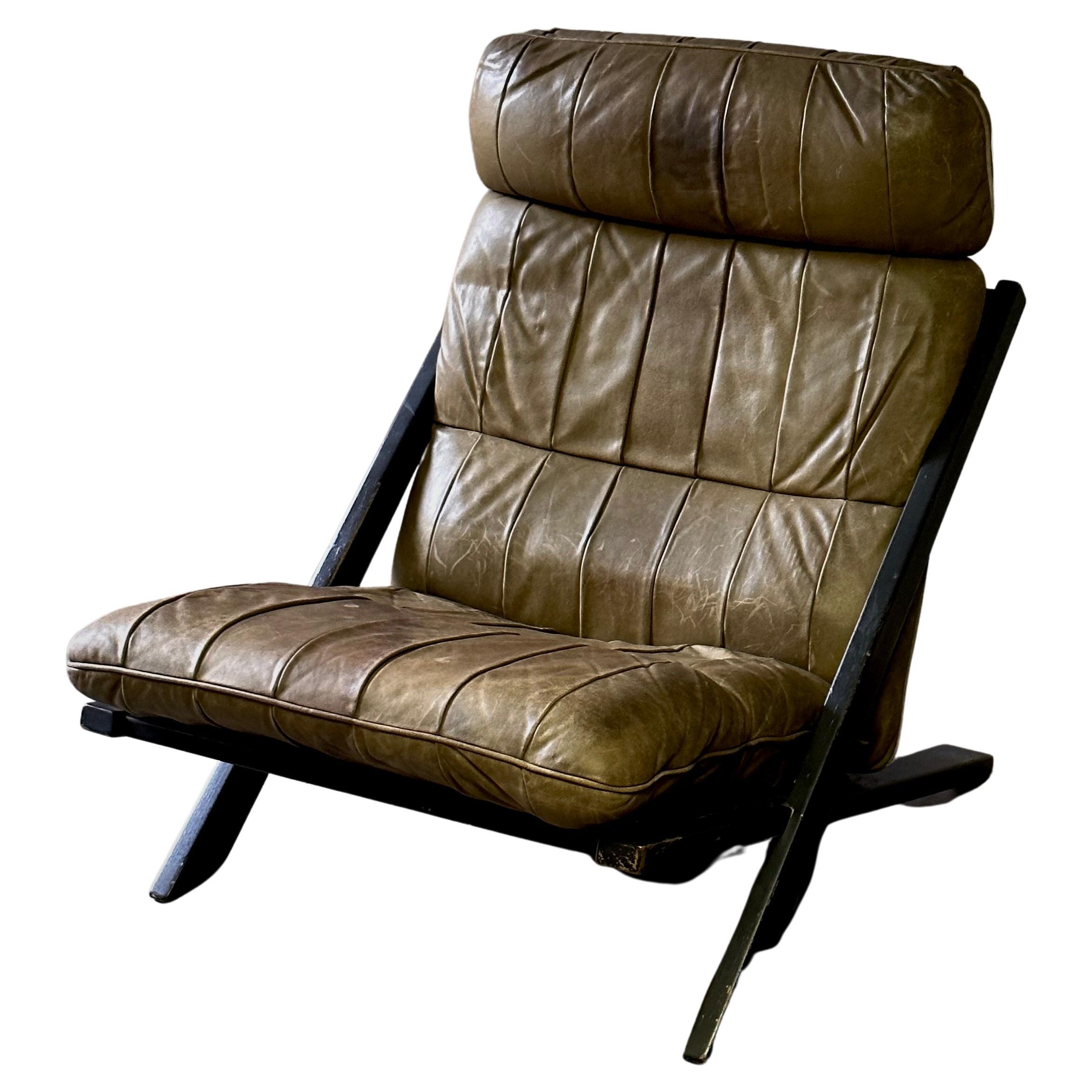 Fauteuil de salon tapissé en cuir Ueli Berger pour De Sede n° DS-80