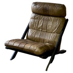 Fauteuil de salon tapissé en cuir Ueli Berger pour De Sede n° DS-80