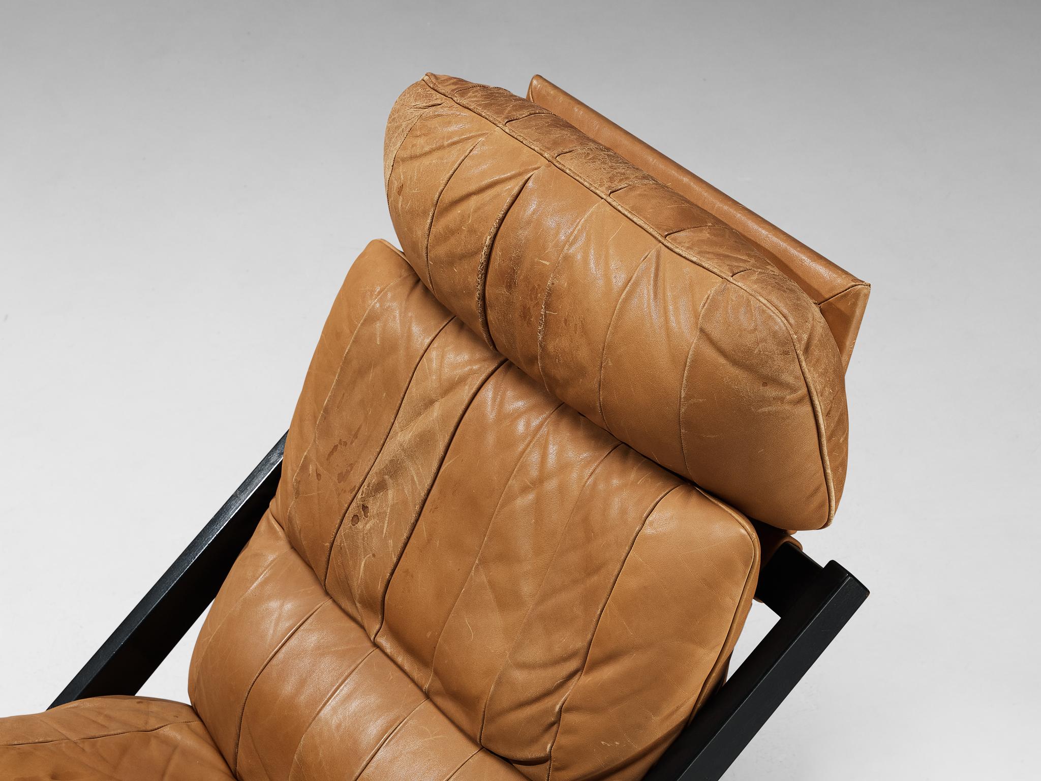 Post-Modern Ueli Berger for De Sede Lounge Chair in Cognac Leather For Sale