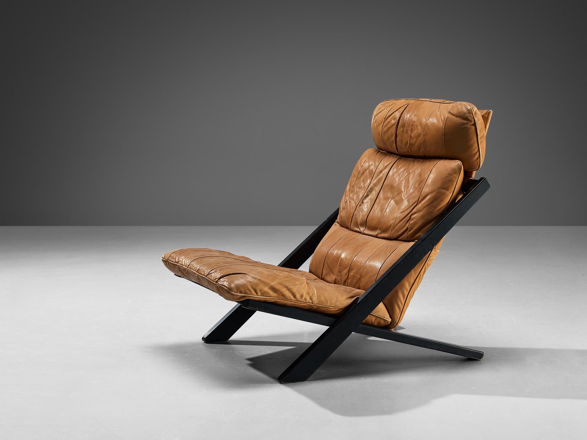 Ueli Berger for De Sede Lounge Chair in Cognac Leather In Good Condition For Sale In Waalwijk, NL