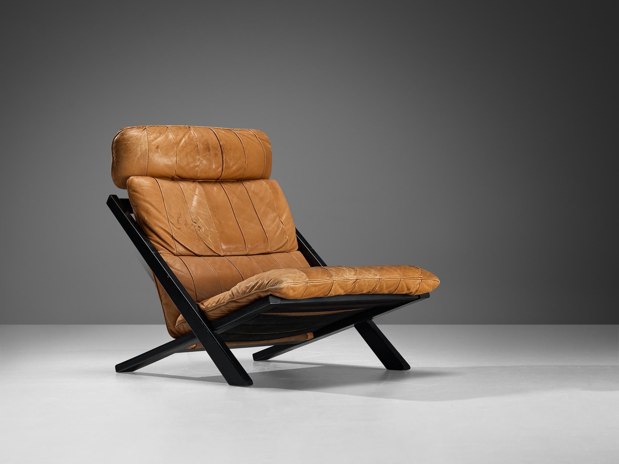 Late 20th Century Ueli Berger for De Sede Lounge Chair in Cognac Leather For Sale