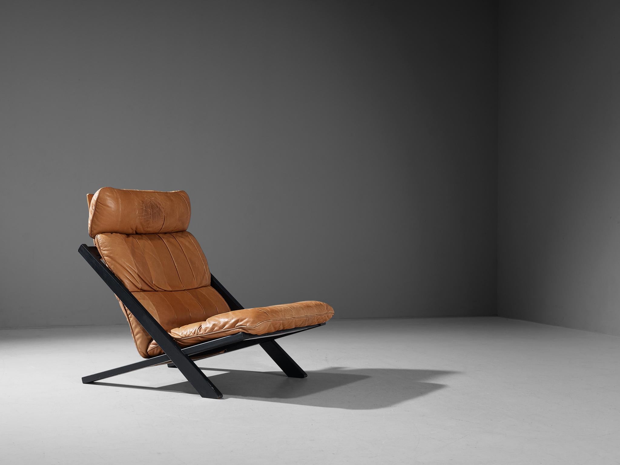 Mid-Century Modern Ueli Berger for De Sede Lounge Chair in Cognac Leather For Sale