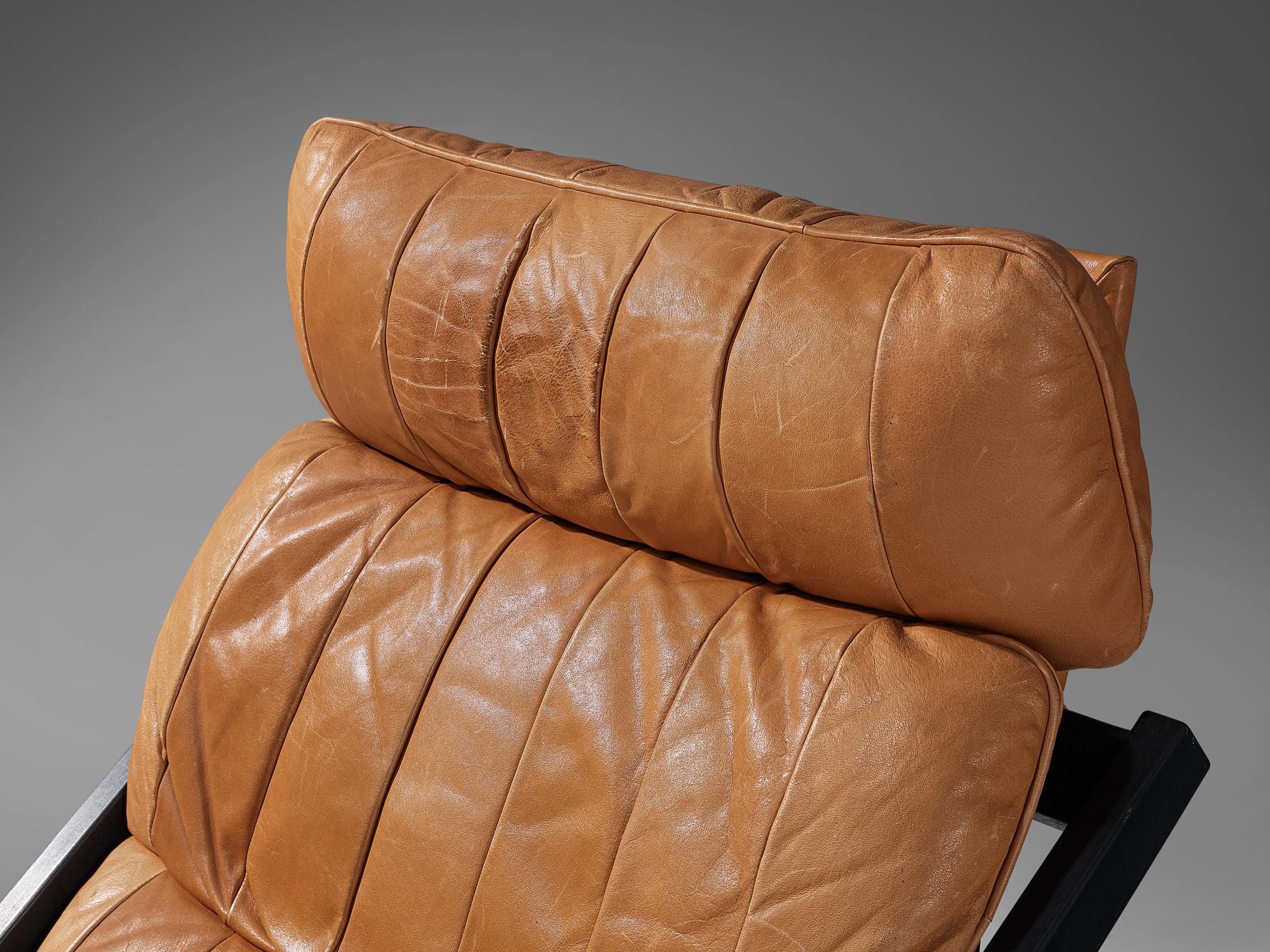 Swiss Ueli Berger for De Sede Lounge Chair in Cognac Leather For Sale