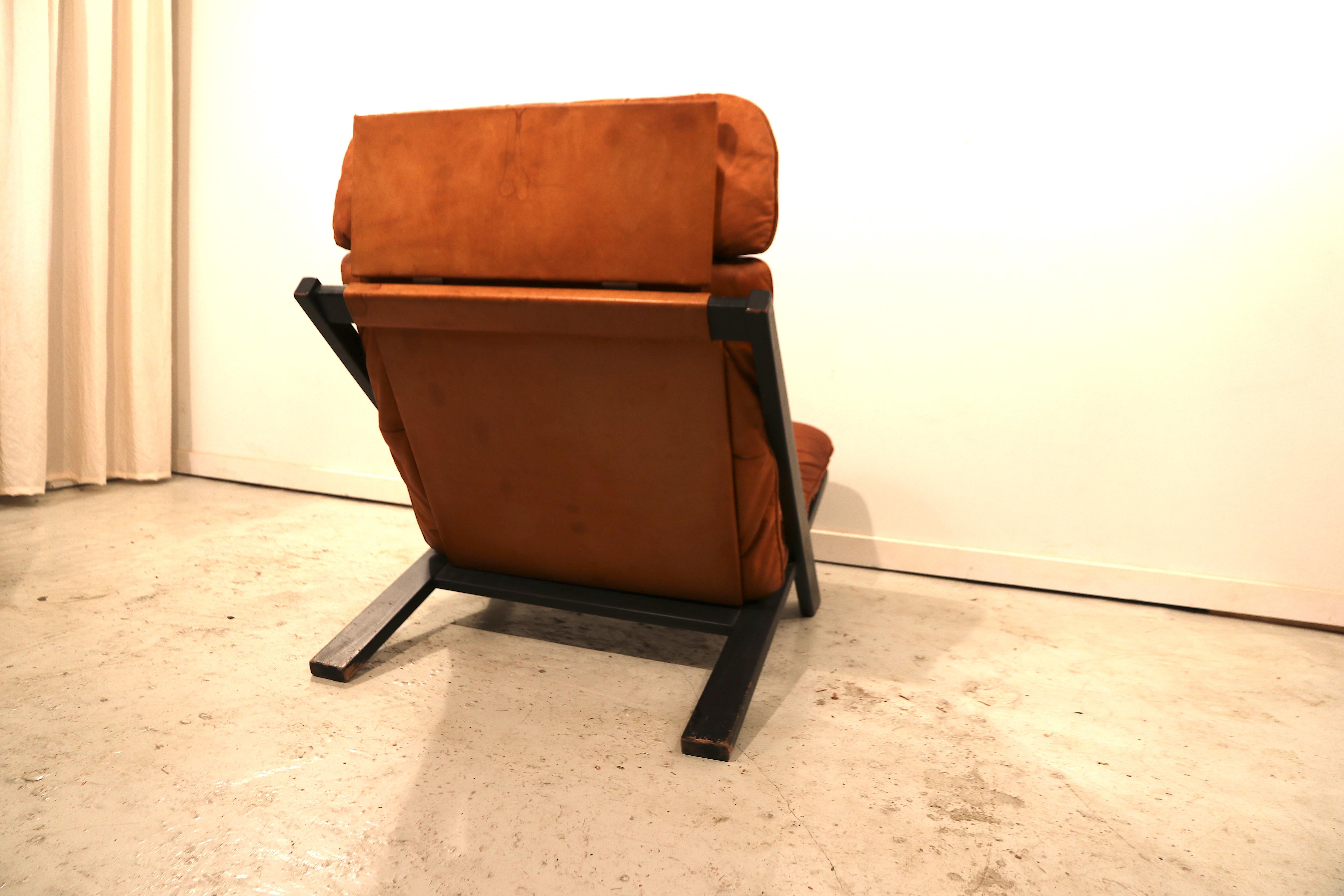 Mid-Century Modern Ueli Berger for De Sede Lounge Chair, Tanned Leather For Sale