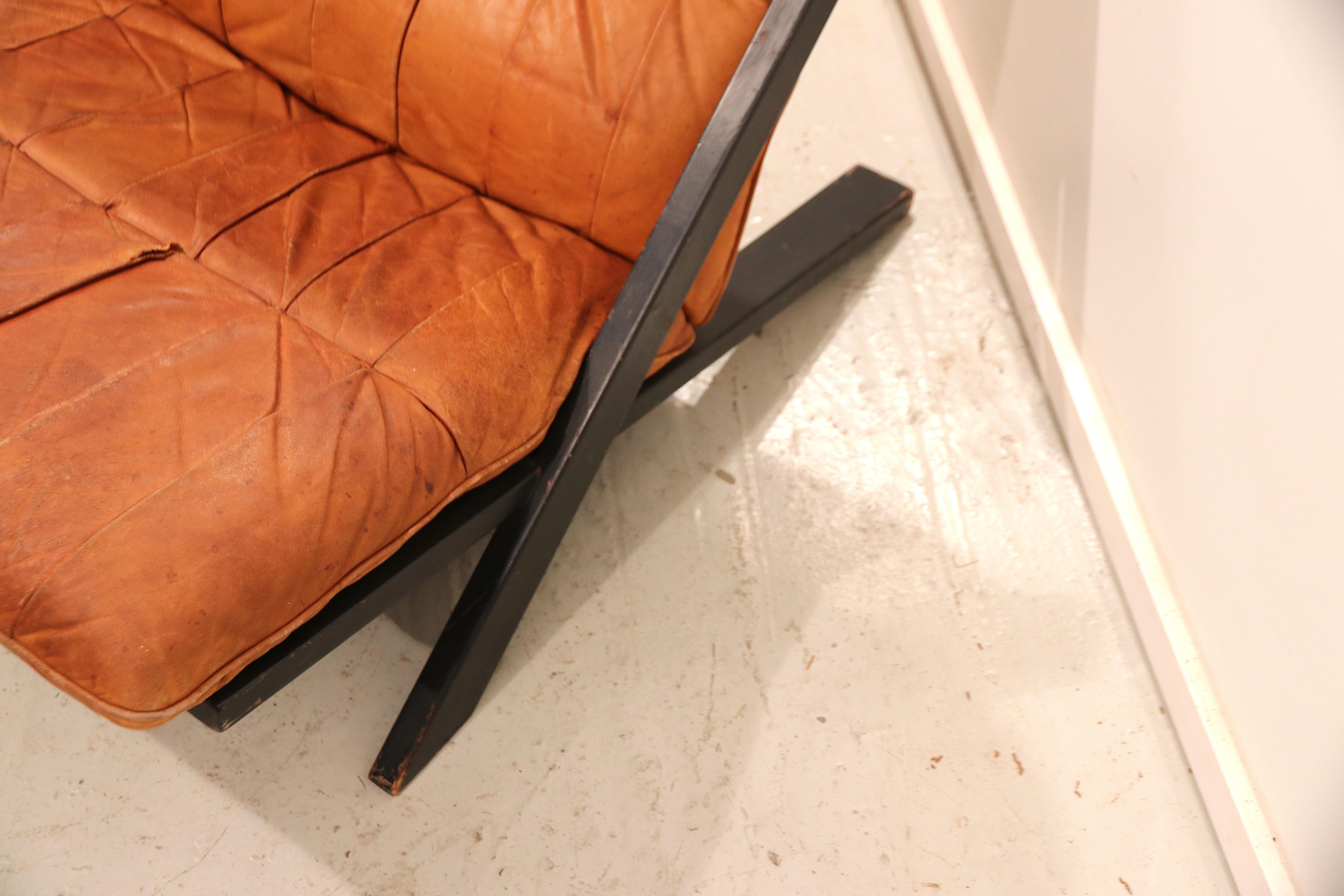 Swiss Ueli Berger for De Sede Lounge Chair, Tanned Leather For Sale