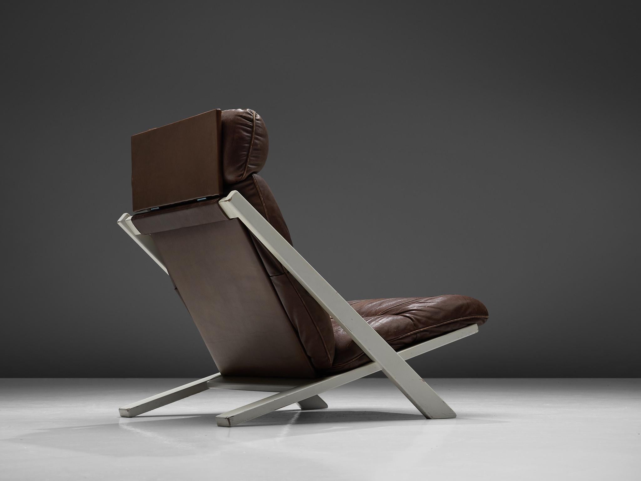 Swiss Ueli Berger Lounge Chair for De Sede in Dark Brown Leather