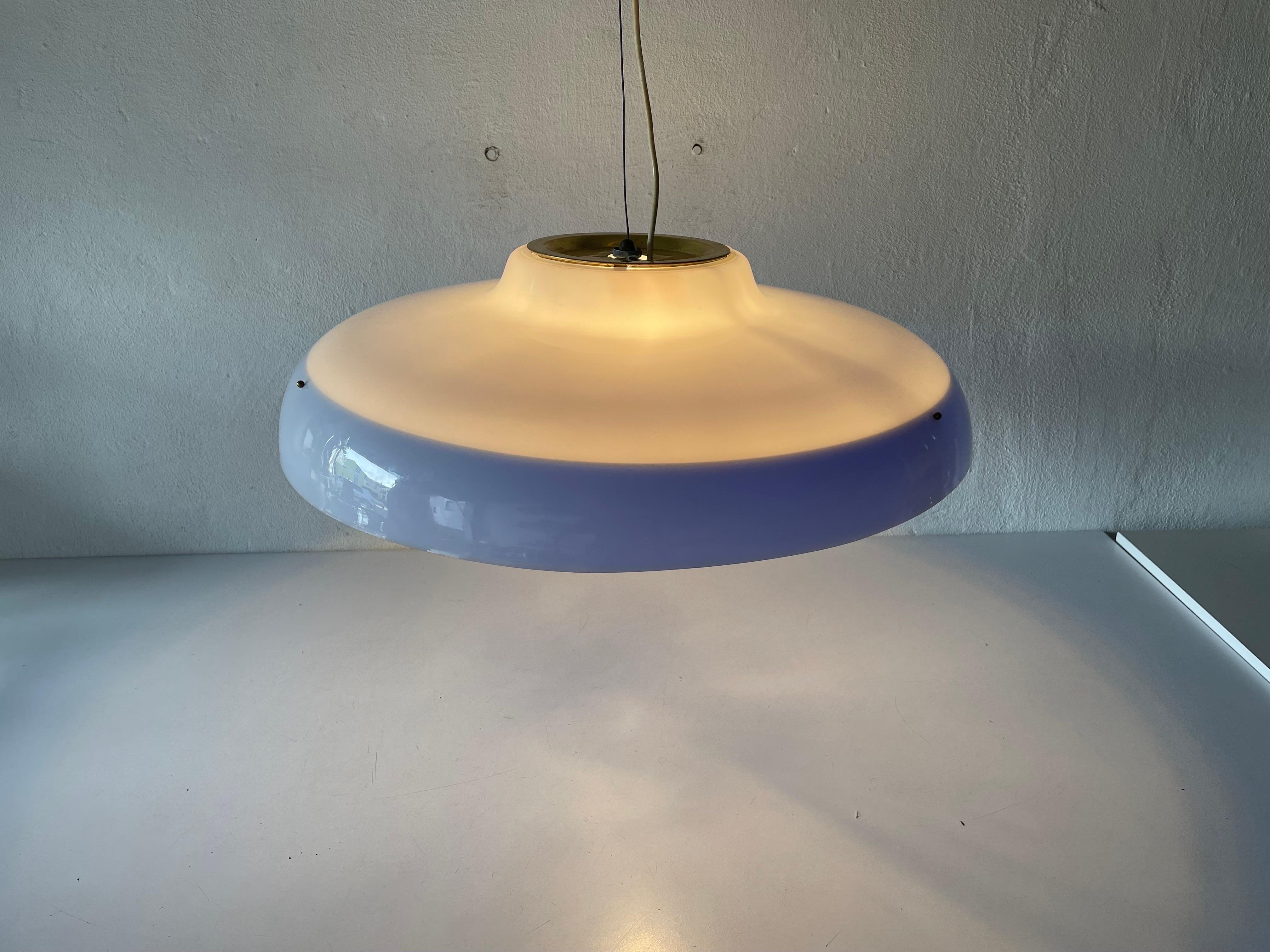 Ufo Design Blue & White Plexiglass XXL Pendant Lamp, 1970s, Italy For Sale 6