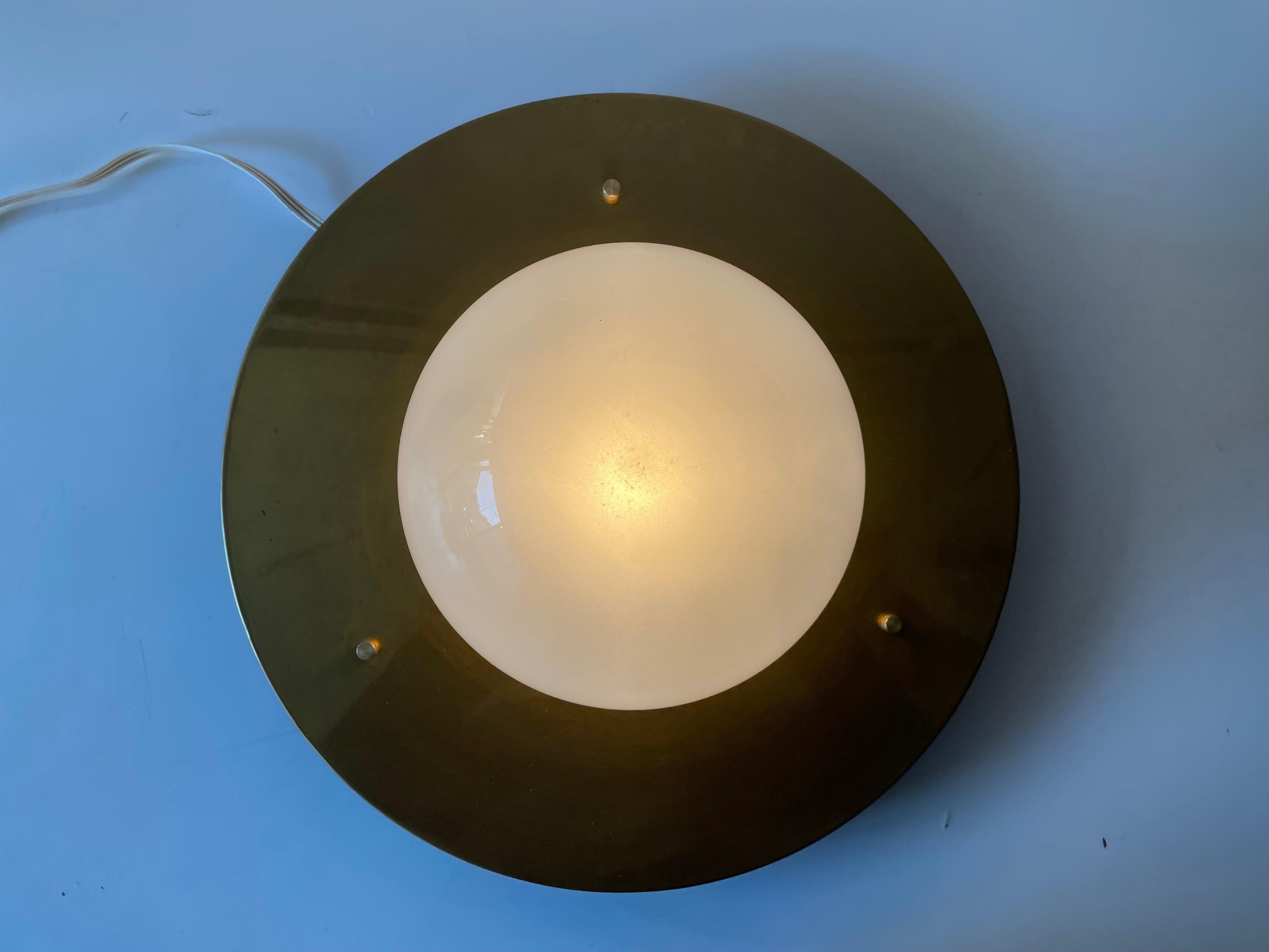 Ufo Design Glass and Brass Flush Mount by Quattrifolio, 1970s, Italy 3