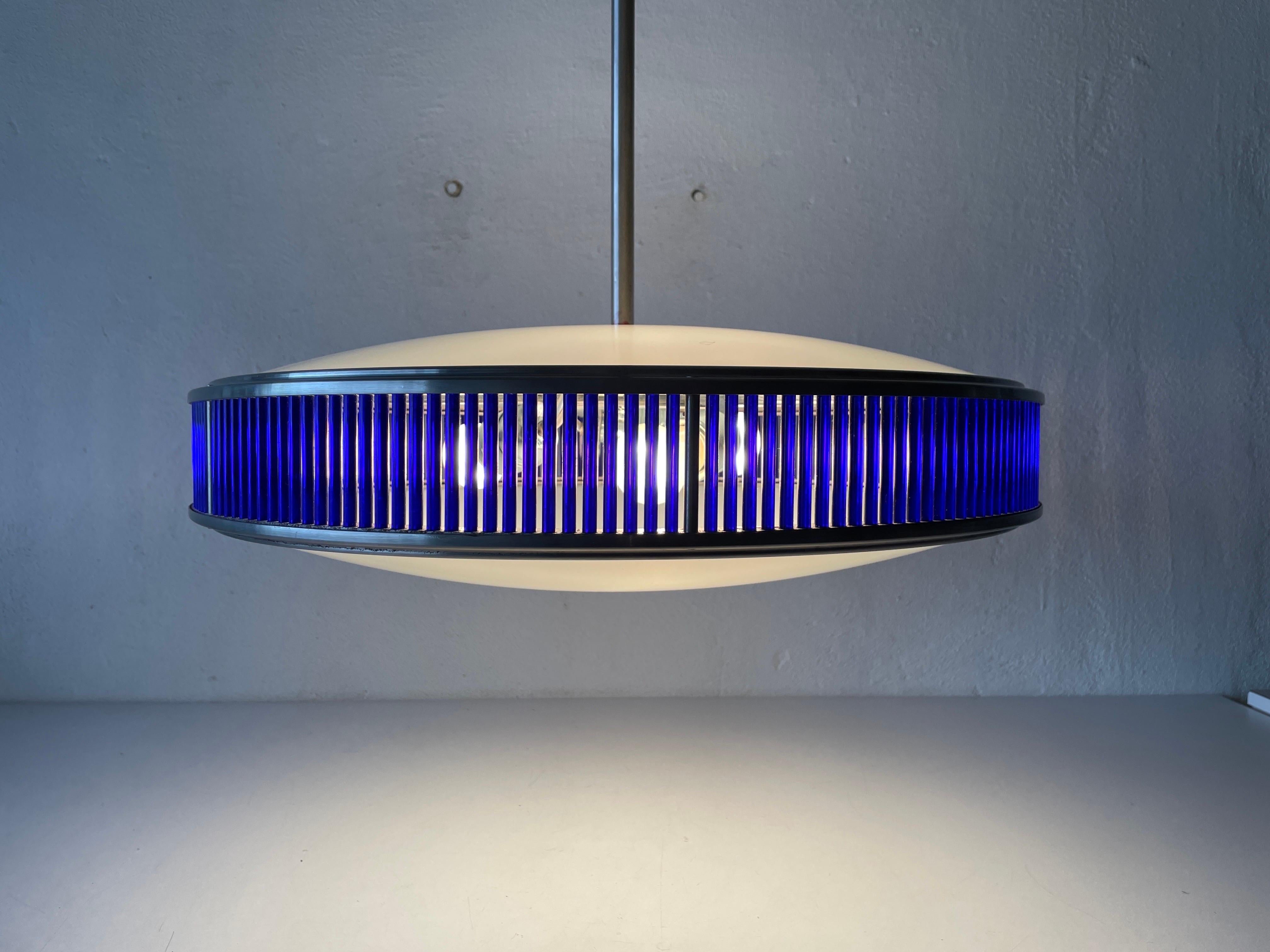 Ufo Design Glass & Blue Glass Ceiling Lamp by Gunther Lambert, Germany, 1970s For Sale 3