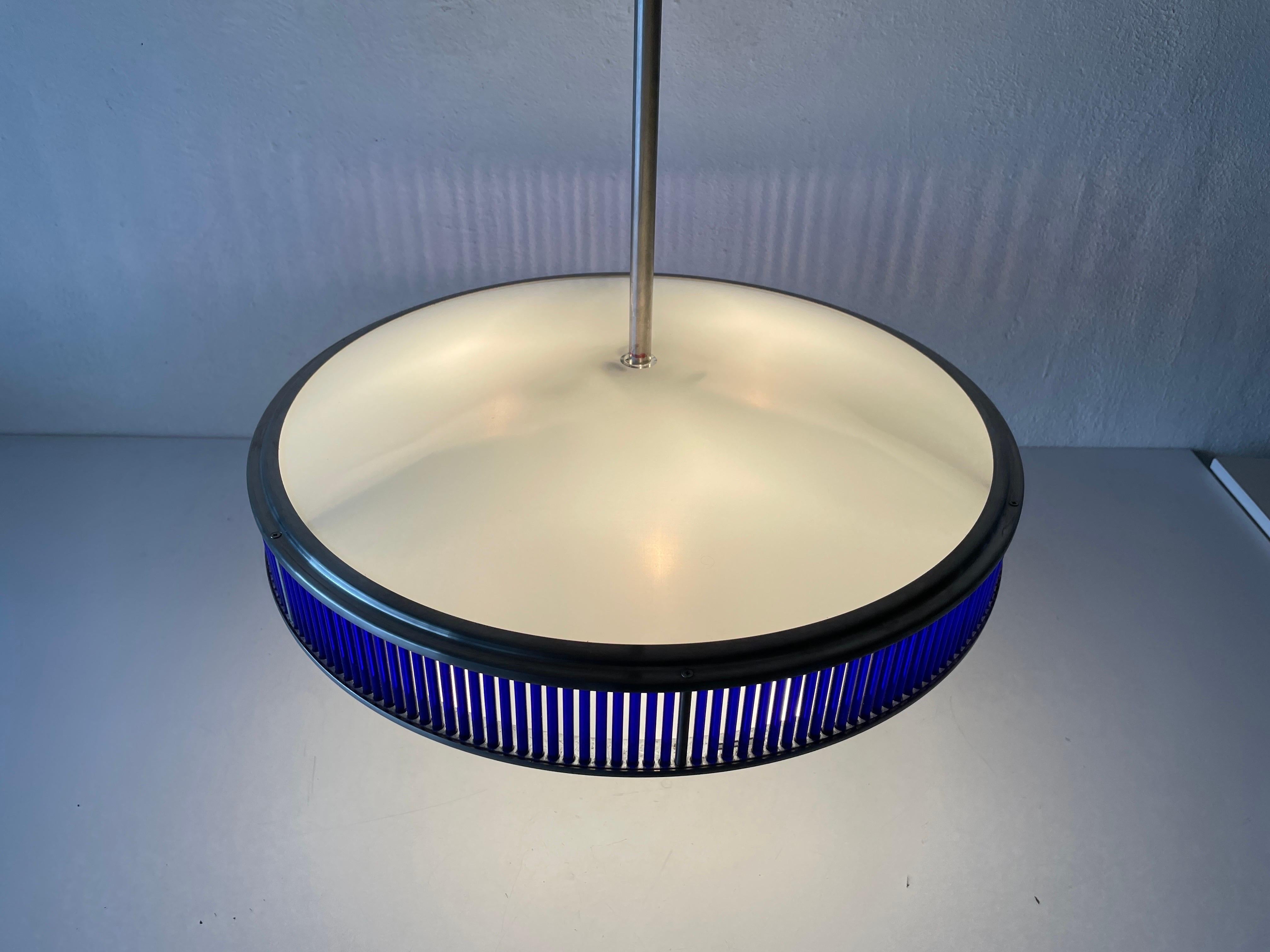 Plafonnier en verre bleu et en design Ufo par Gunther Lambert, Allemagne, 1970 en vente 5