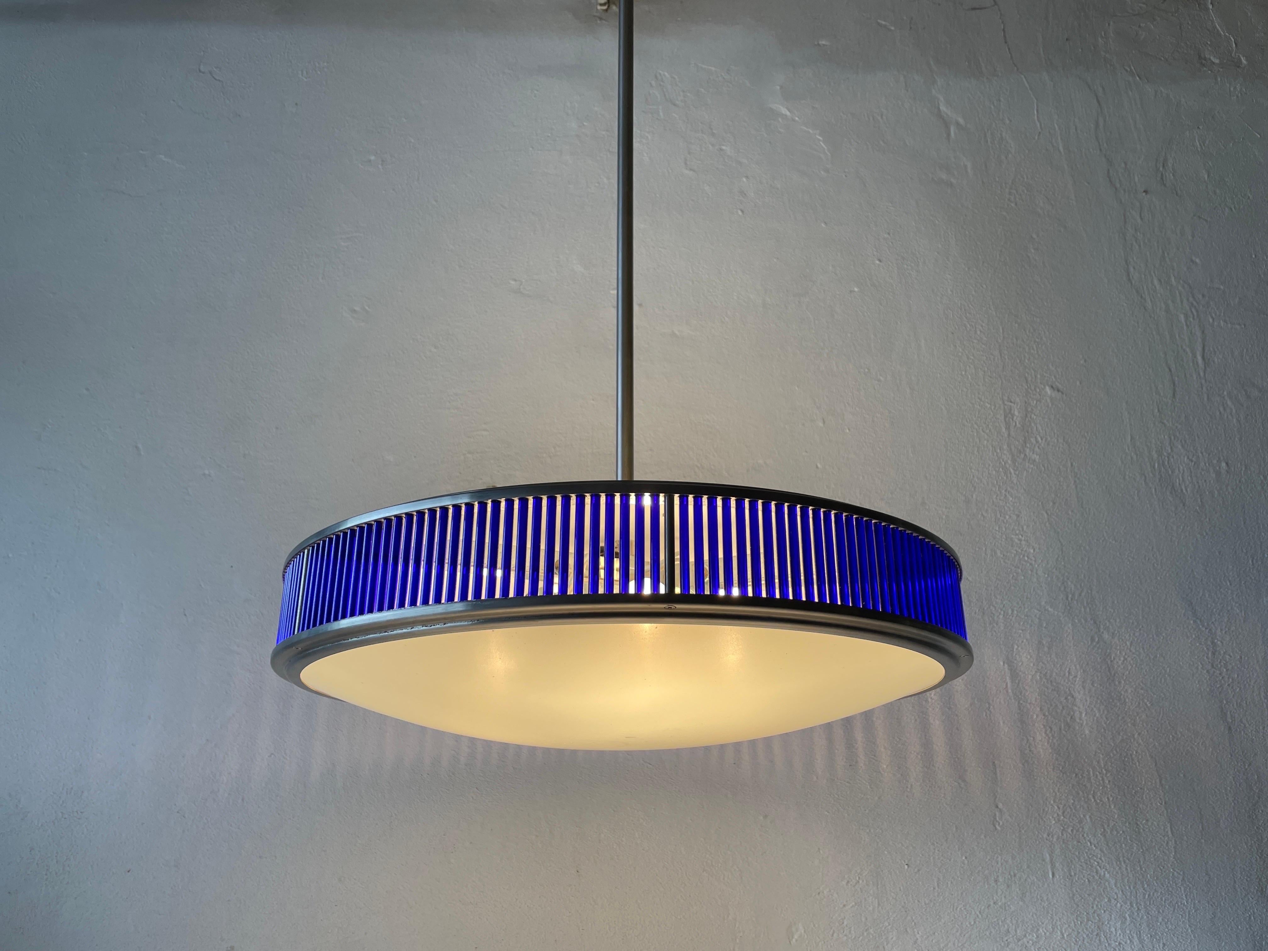 Ufo Design Glass & Blue Glass Ceiling Lamp by Gunther Lambert, Germany, 1970s 9
