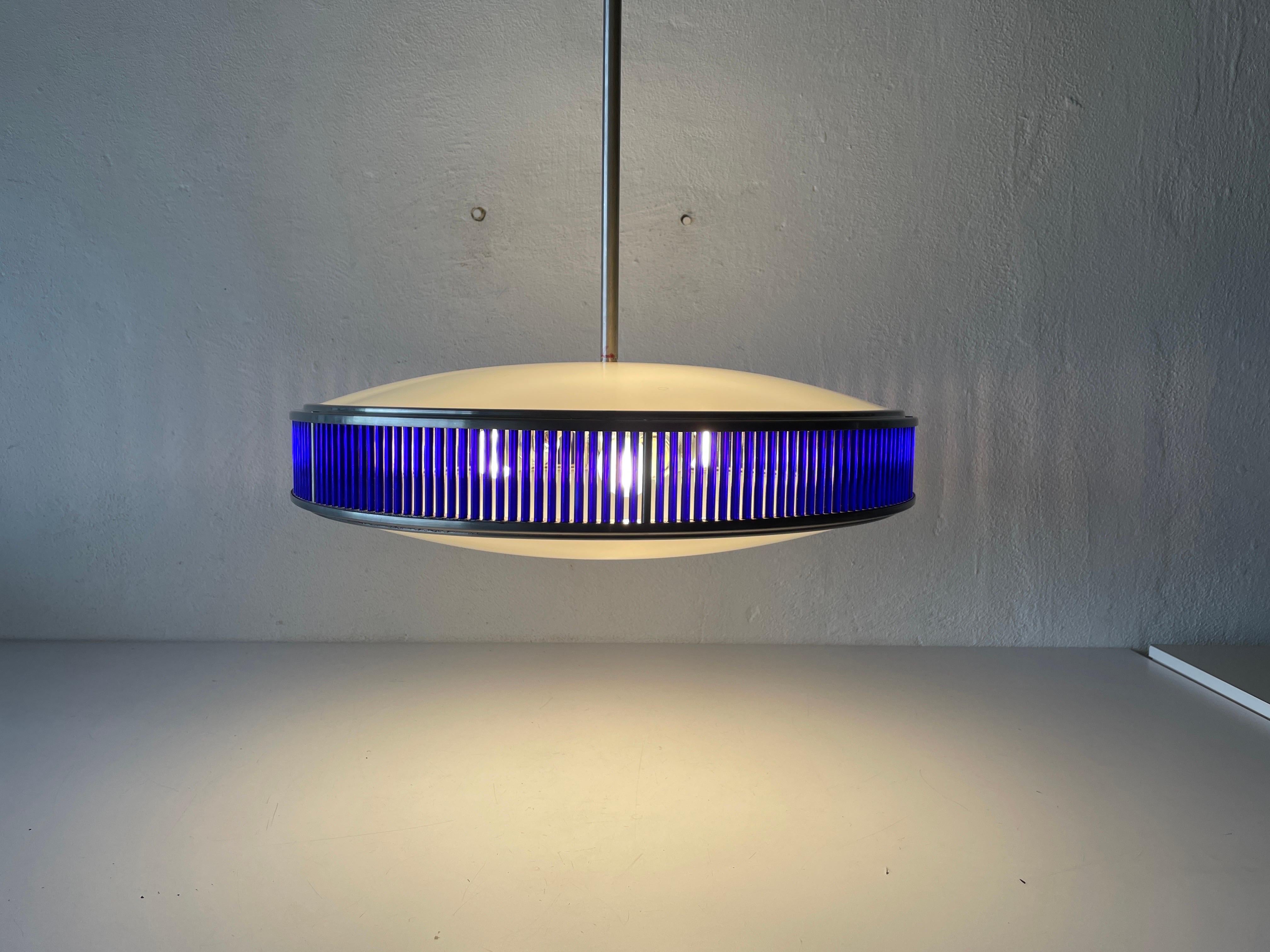 Ufo Design Glass & Blue Glass Ceiling Lamp by Gunther Lambert, Germany, 1970s For Sale 1