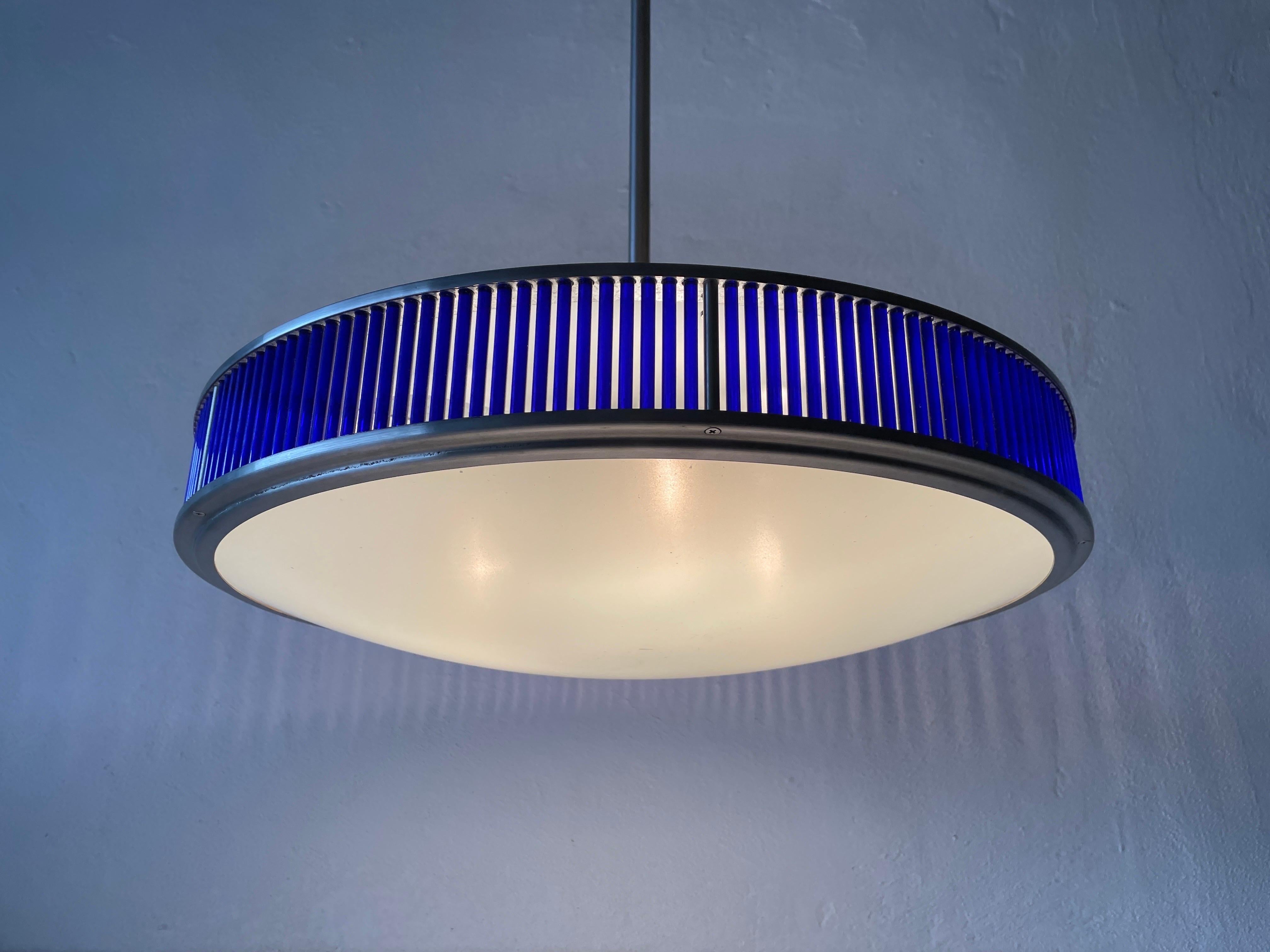 Ufo Design Glass & Blue Glass Ceiling Lamp by Gunther Lambert, Germany, 1970s For Sale 2