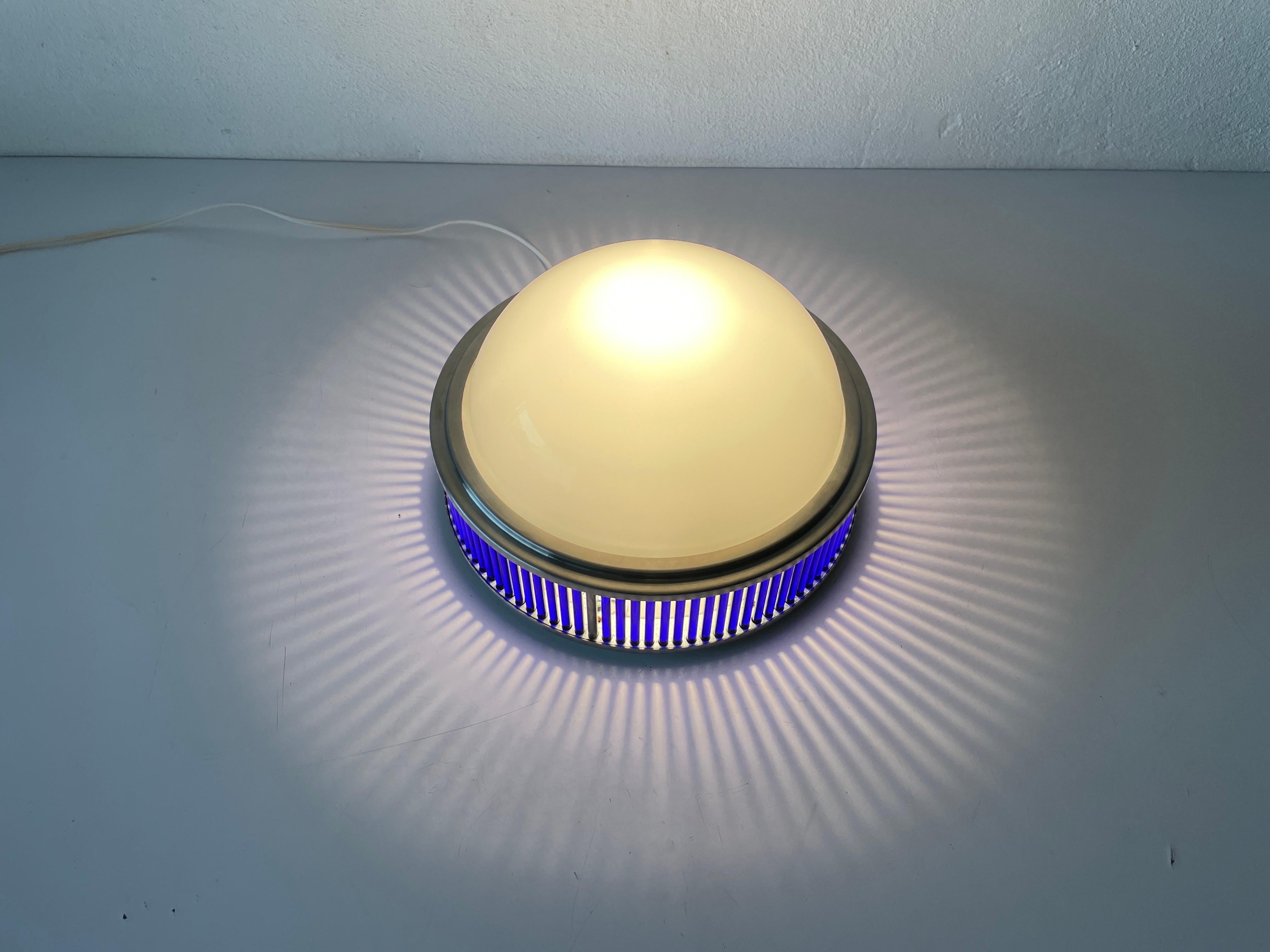 Ufo Design Glass & Blue Glas Flush Mount by Gunther Lambert, 1970s, Germany For Sale 3