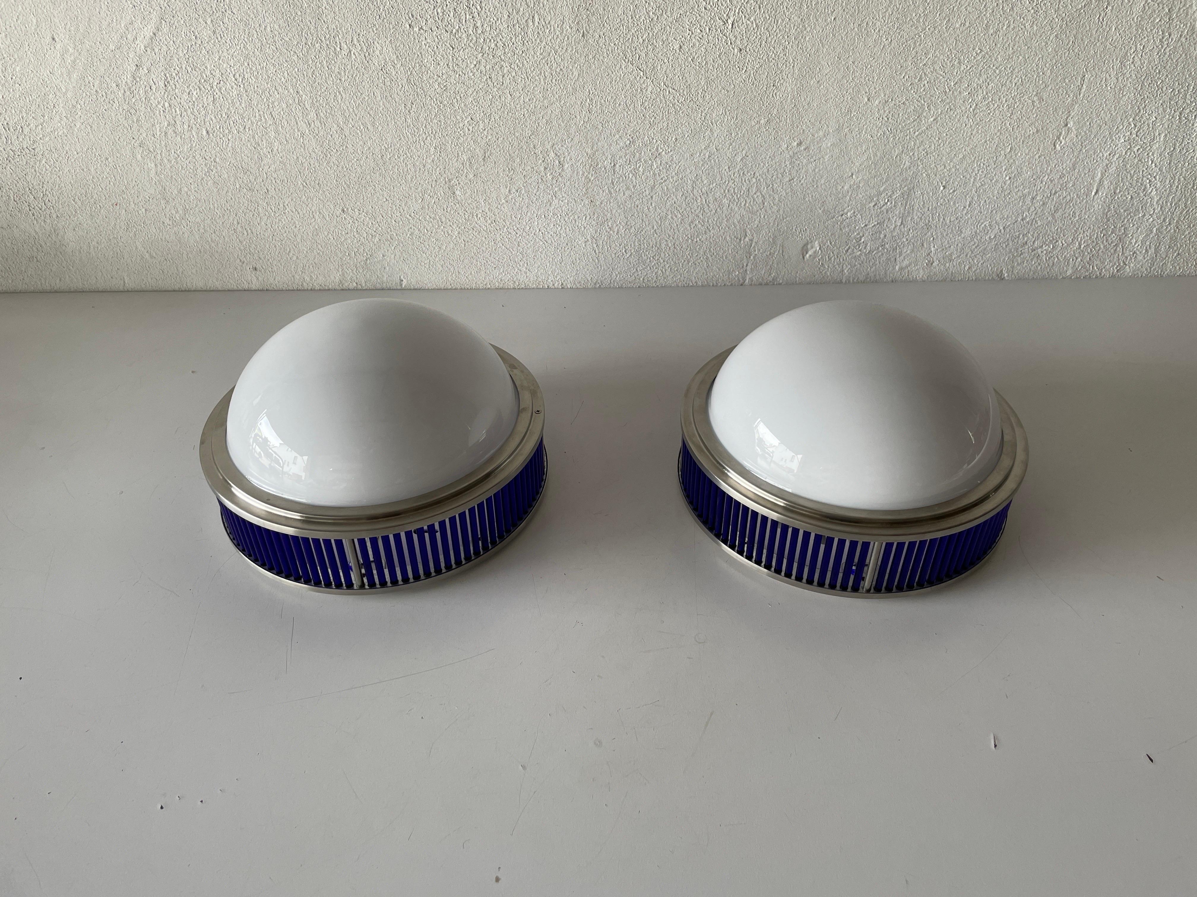 Ufo Design Glass & Blue Glas Flush Mount by Gunther Lambert, 1970s, Germany For Sale 8