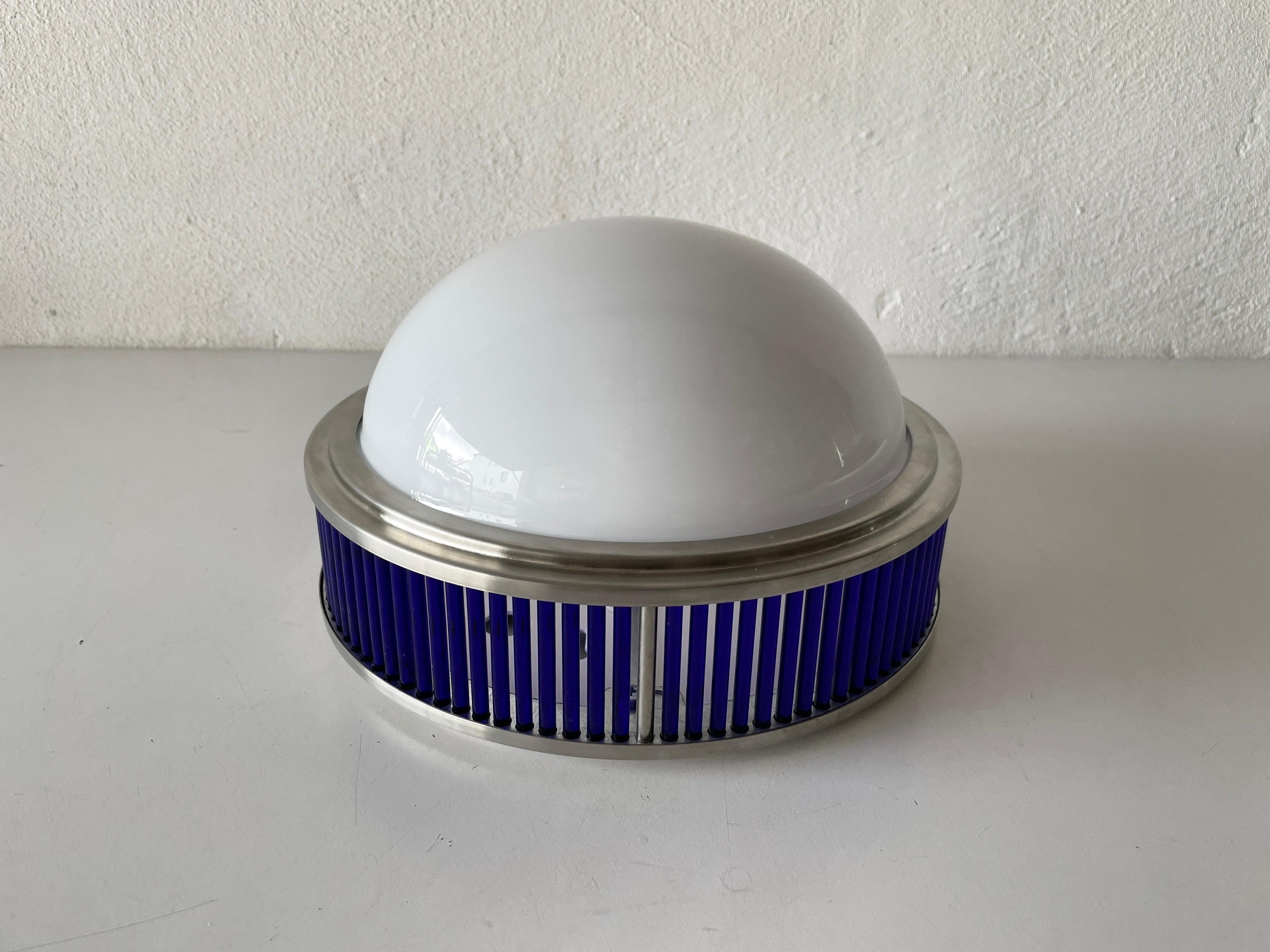 Space Age Ufo Design Glass & Blue Glas Flush Mount by Gunther Lambert, 1970s, Germany For Sale