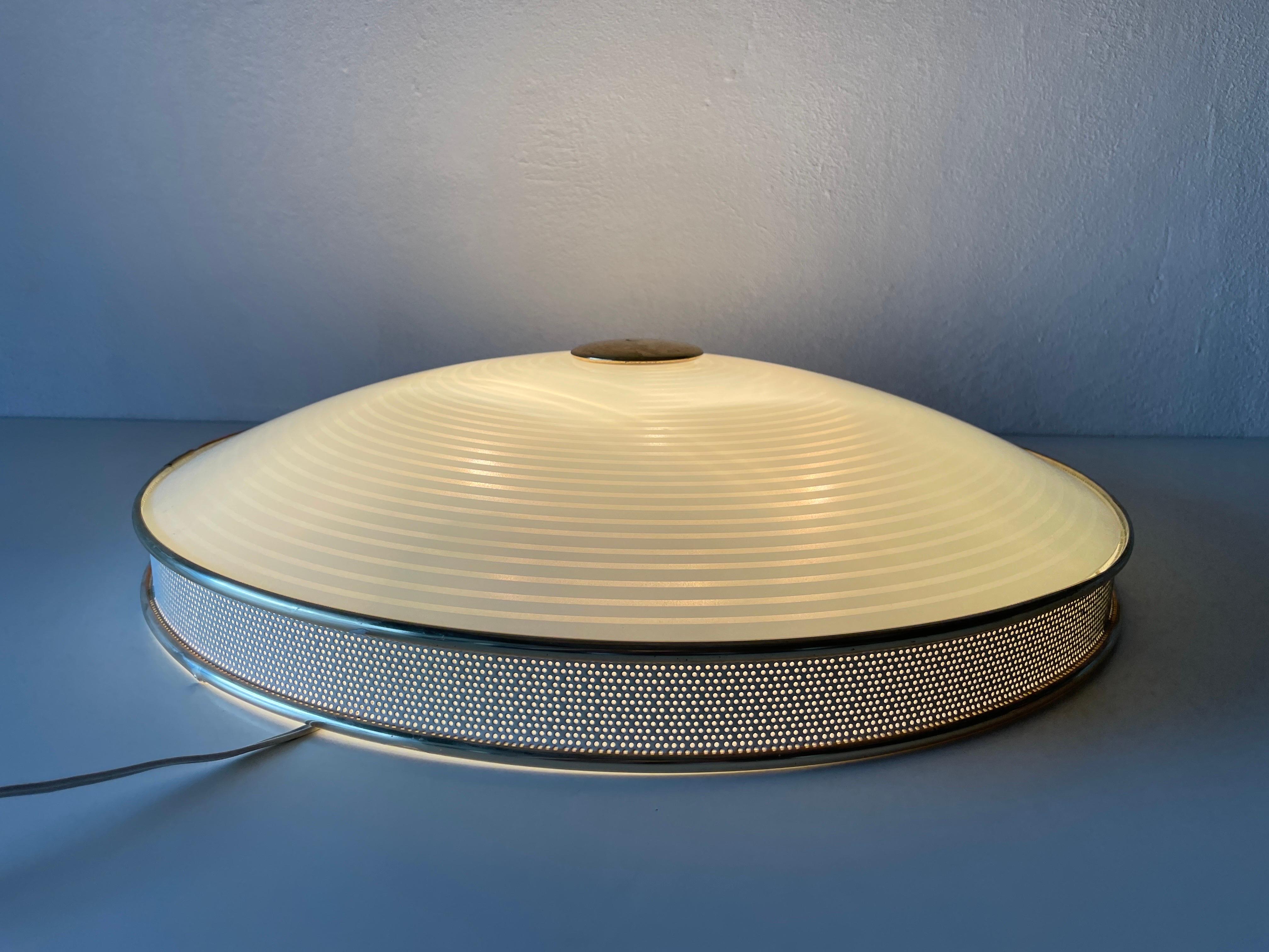Ufo Design Glass Metal Flush Mount Ceiling Lamp by Hillebrand, 1950s, Germany For Sale 7