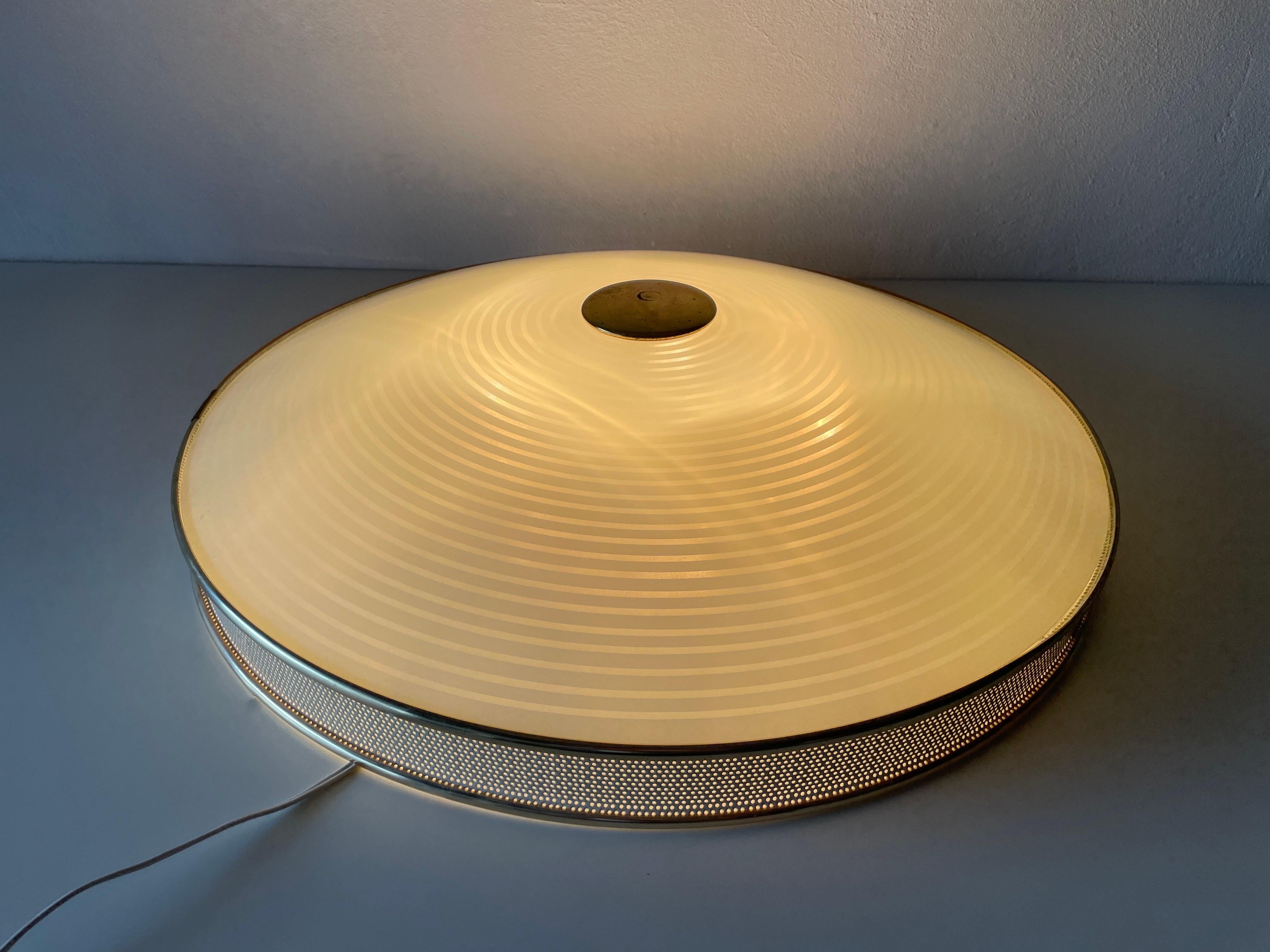 Ufo Design Glass Metal Flush Mount Ceiling Lamp by Hillebrand, 1950s, Germany For Sale 8