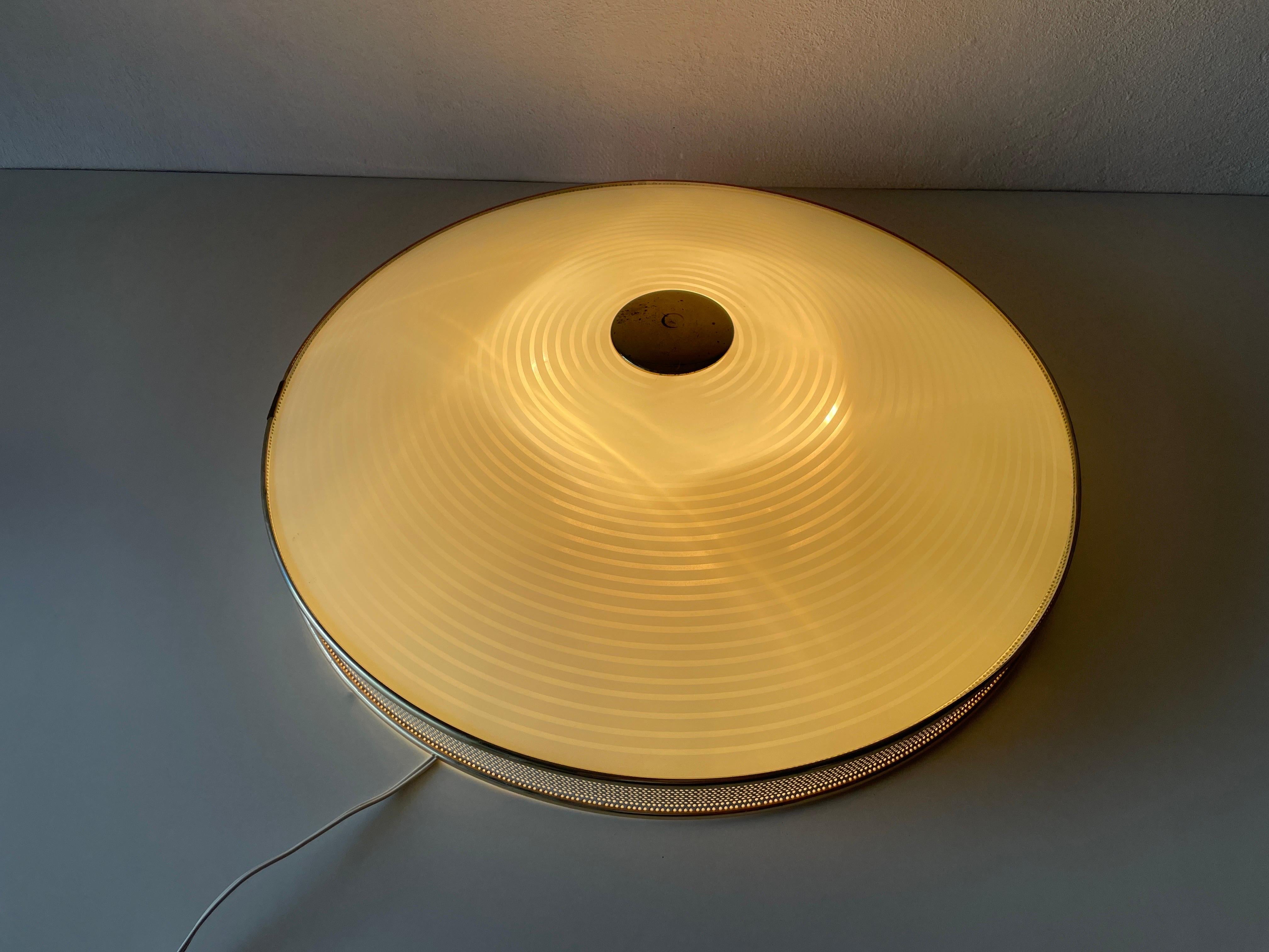 Ufo Design Glass Metal Flush Mount Ceiling Lamp by Hillebrand, 1950s, Germany For Sale 9