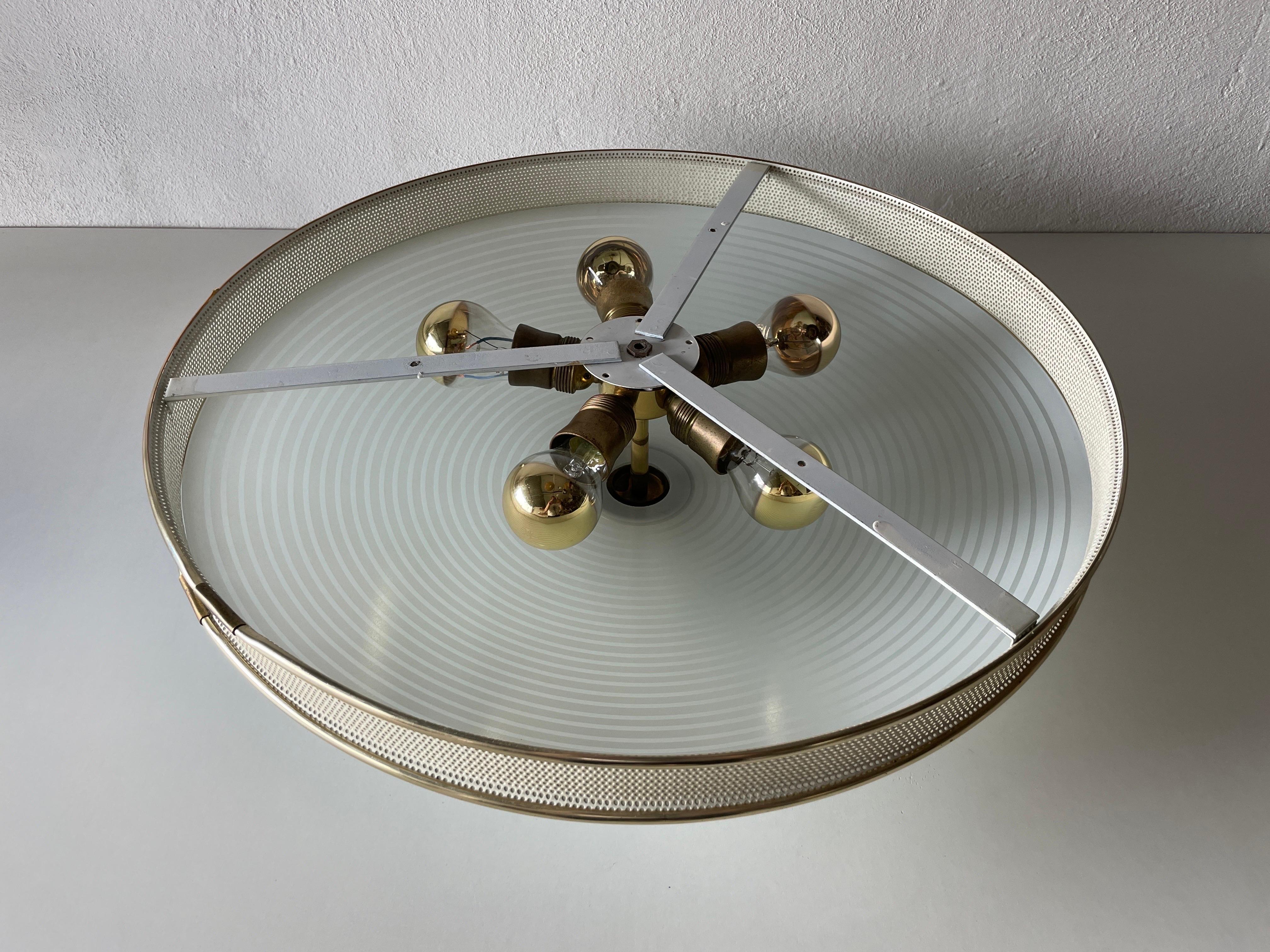 Ufo Design Glass Metal Flush Mount Ceiling Lamp by Hillebrand, 1950s, Germany For Sale 13